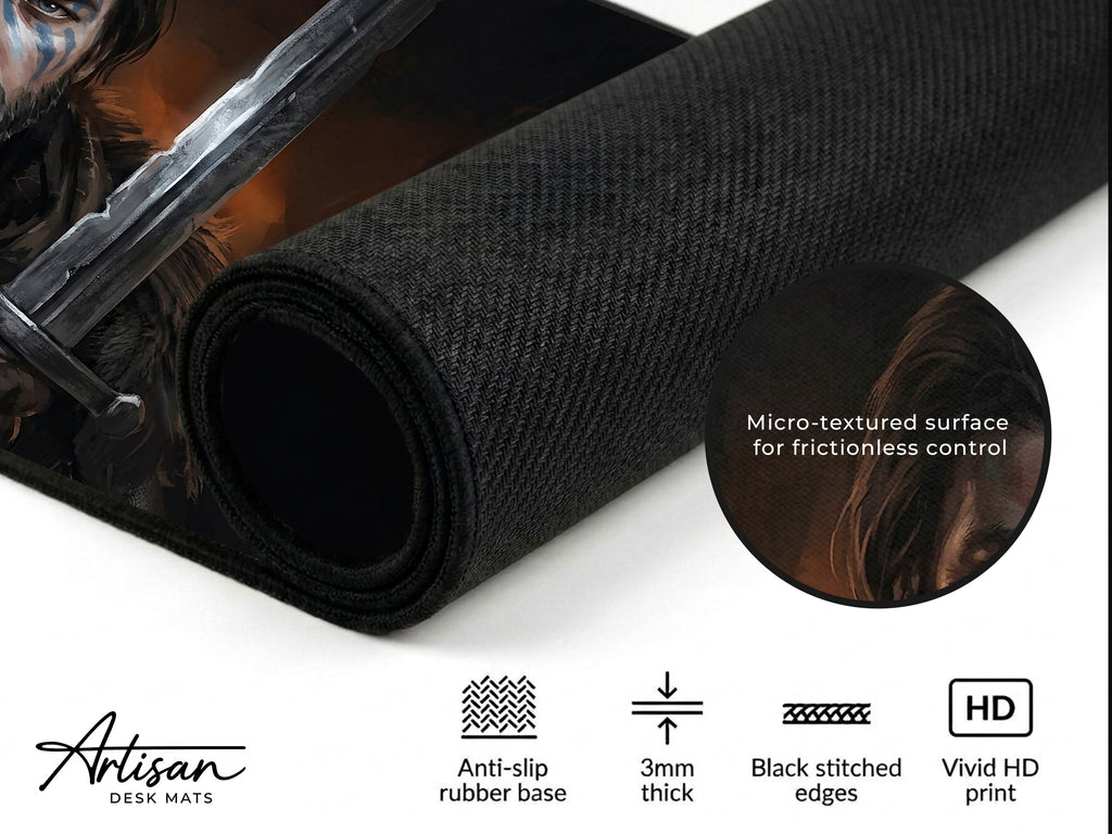 Kliff Desk Mat, Crimson Desert Gaming Mousepad XL Neoprene, Blood and Vengeance Dark Fantasy