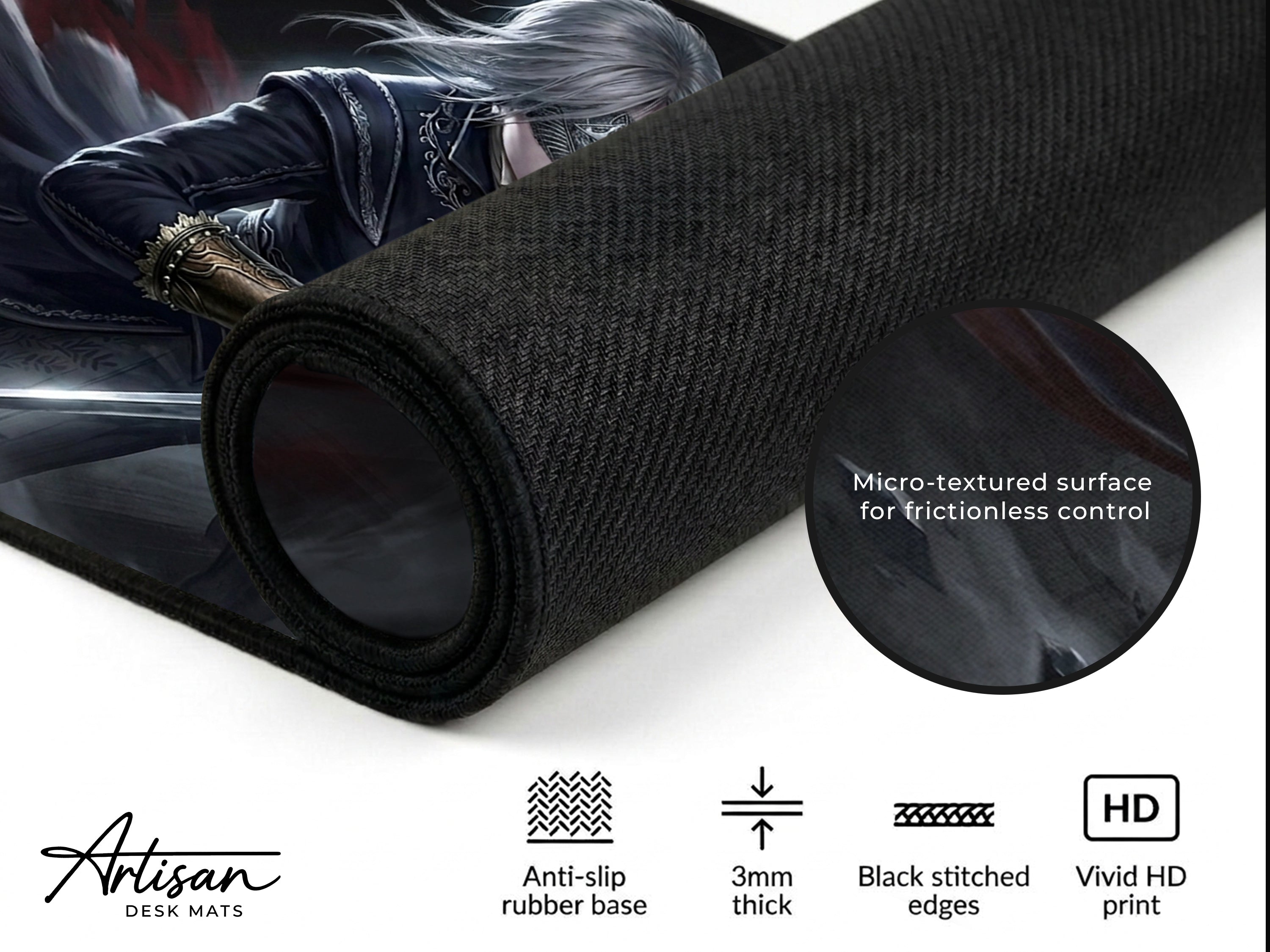 Duchess Nightreign Desk Mat, Elden Ring Gaming Mousepad XL Neoprene, Dark Fantasy Gothic Gaming