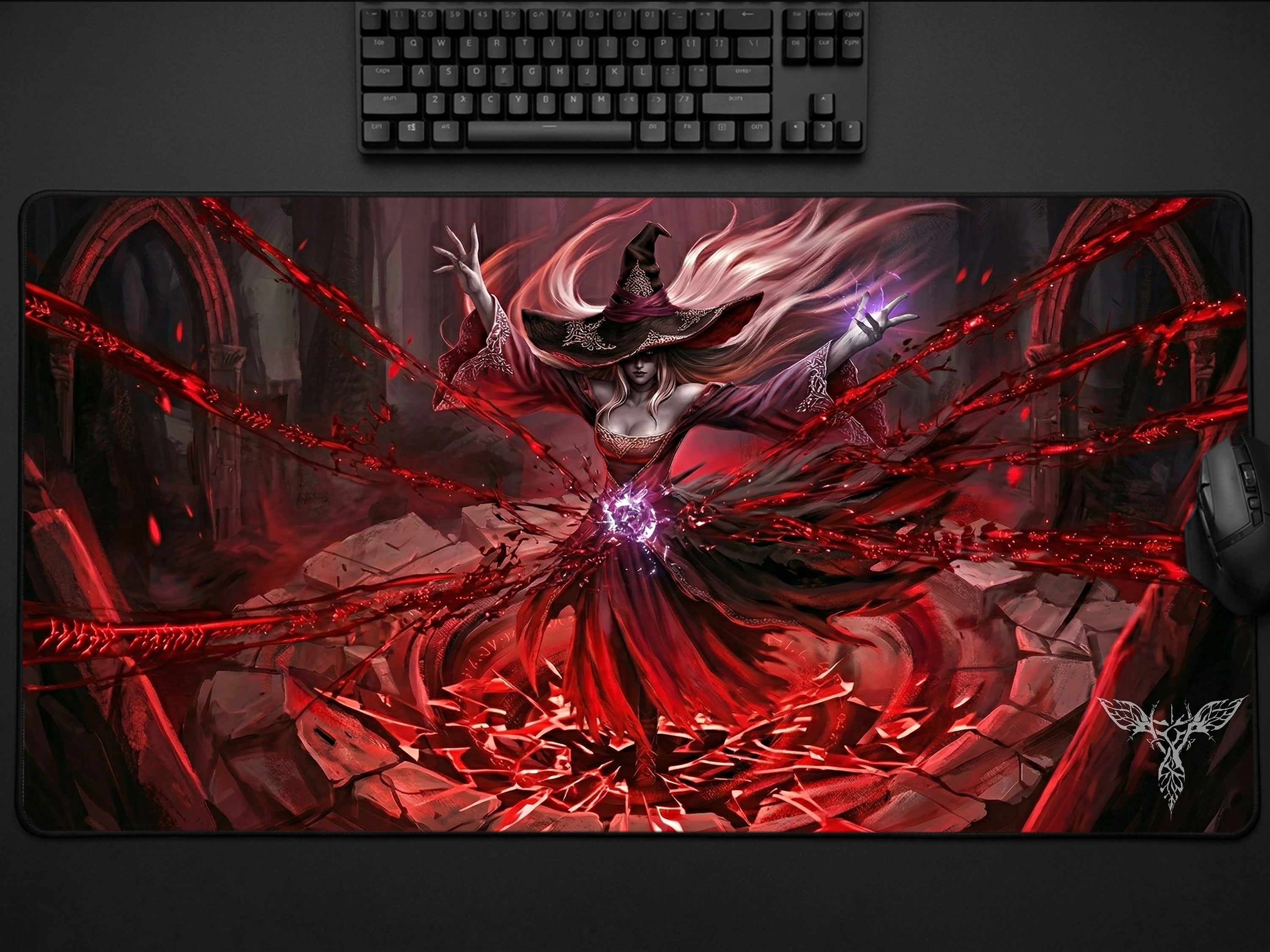 Recluse Gaming Mousepad, Nightreign , XL Neoprene Dark Fantasy Elden Ring Sorcerer Deskmat