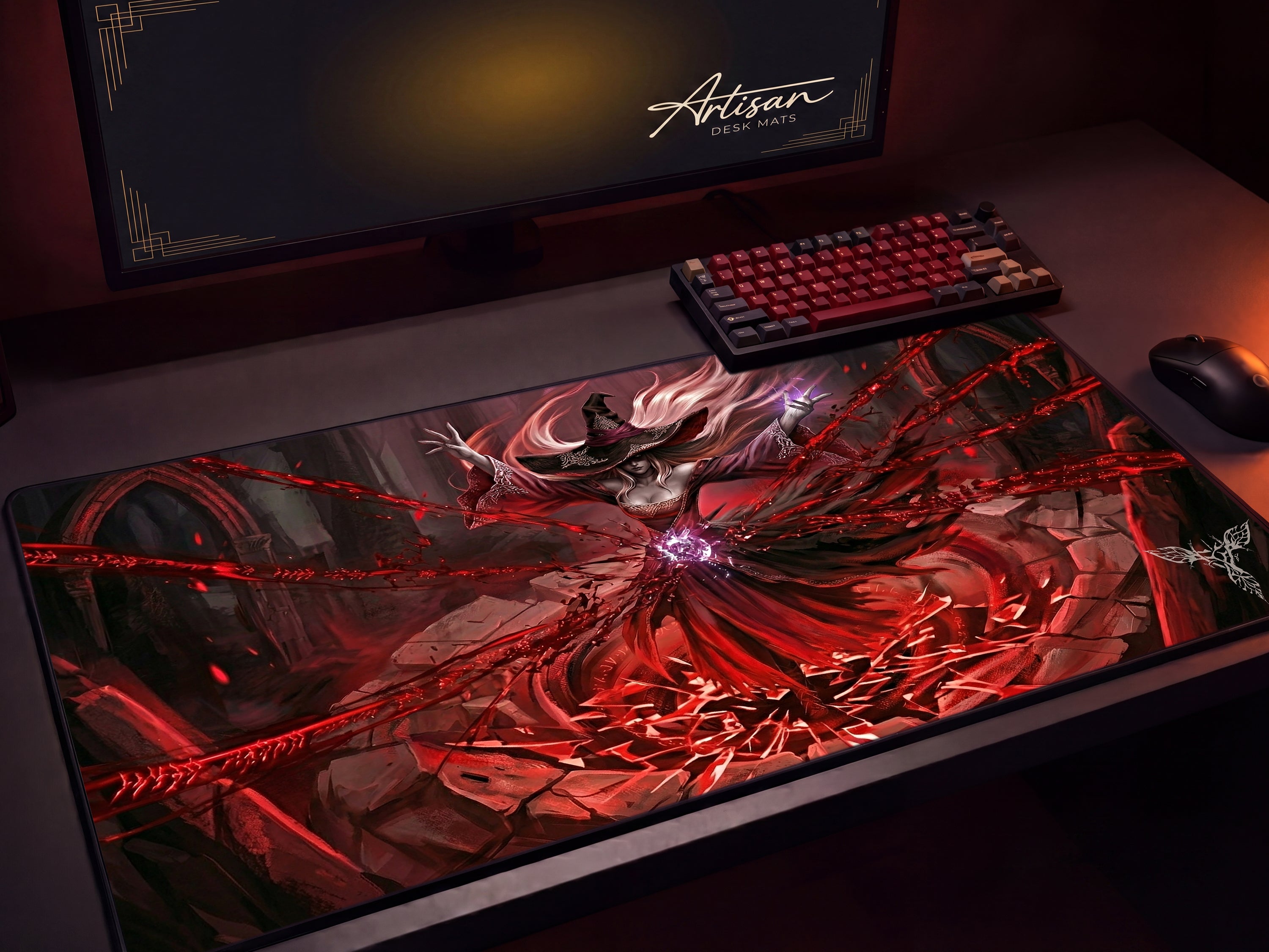Recluse Gaming Mousepad, Nightreign , XL Neoprene Dark Fantasy Elden Ring Sorcerer Deskmat