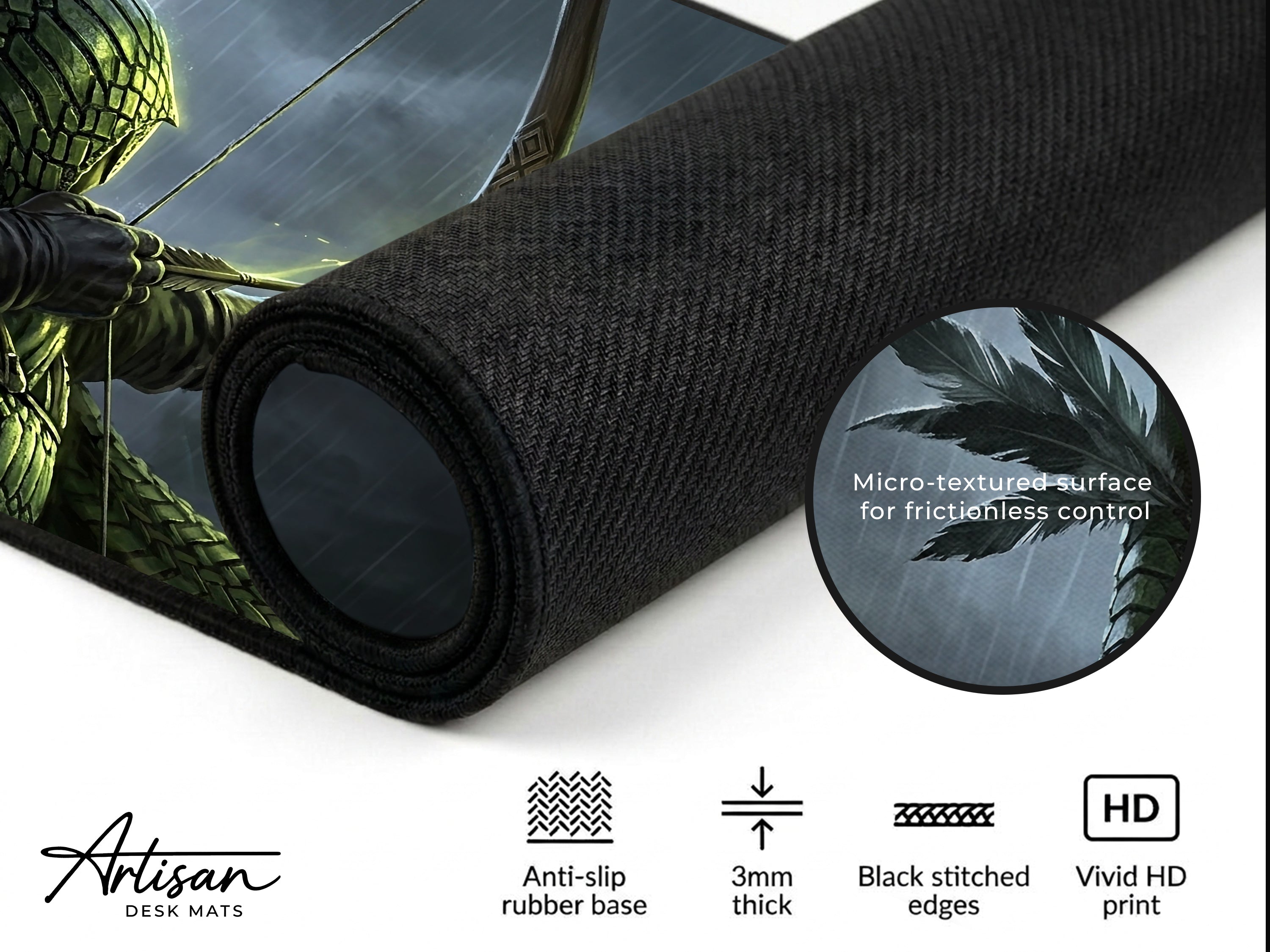 Ironeye Desk Mat, Elden Ring Gaming Mousepad XL Neoprene, Nightreign Dark Fantasy Archer Art