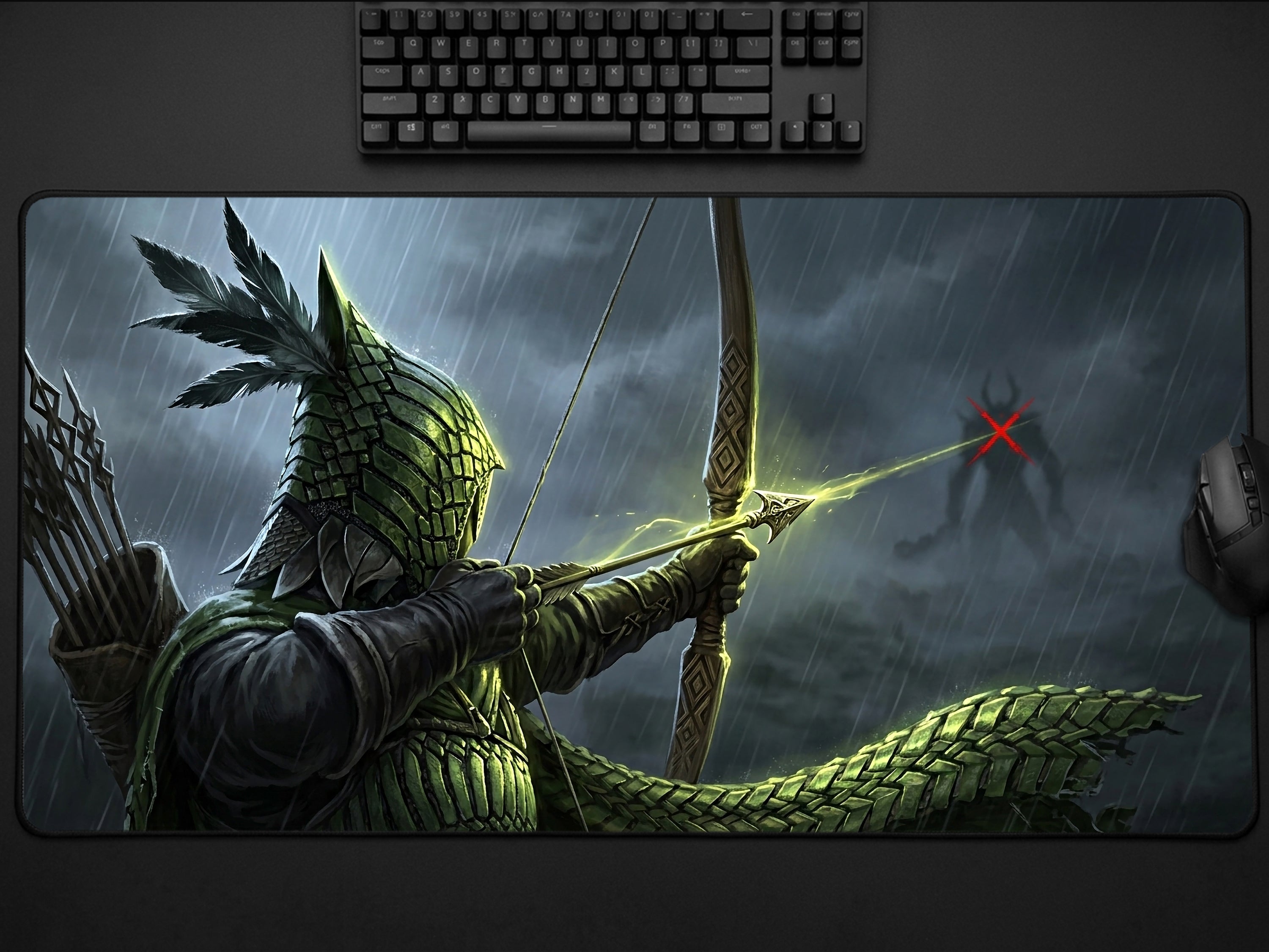 Ironeye Desk Mat, Elden Ring Gaming Mousepad XL Neoprene, Nightreign Dark Fantasy Archer Art