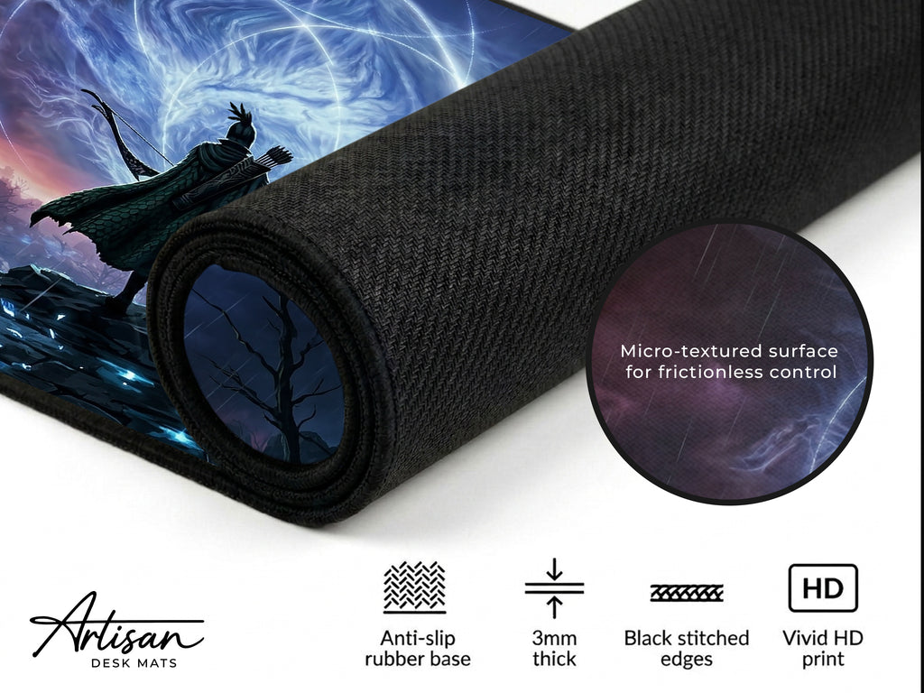 Ironeye Nightreign Desk Mat, Elden Ring Gift for Gamer, XL Neoprene Dark Fantasy Mousepad