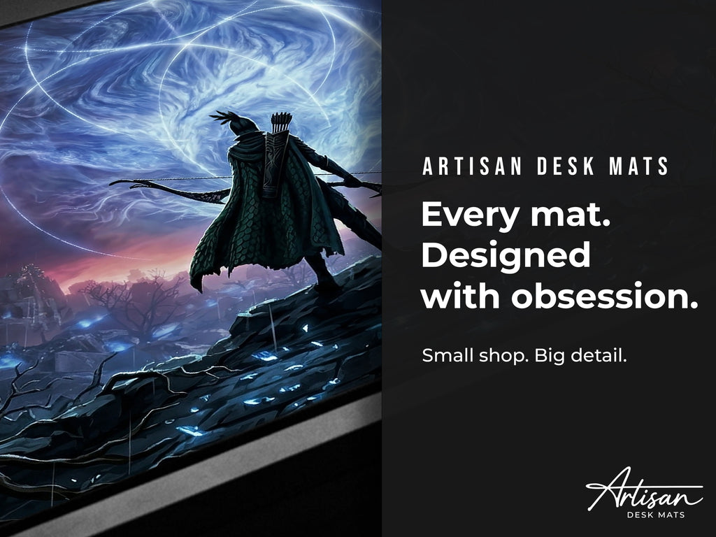 Ironeye Nightreign Desk Mat, Elden Ring Gift for Gamer, XL Neoprene Dark Fantasy Mousepad