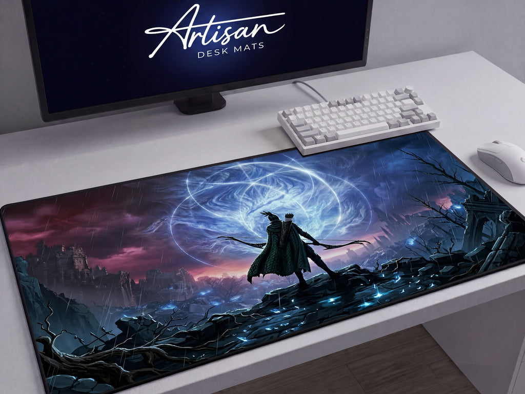 Ironeye Nightreign Desk Mat, Elden Ring Gift for Gamer, XL Neoprene Dark Fantasy Mousepad