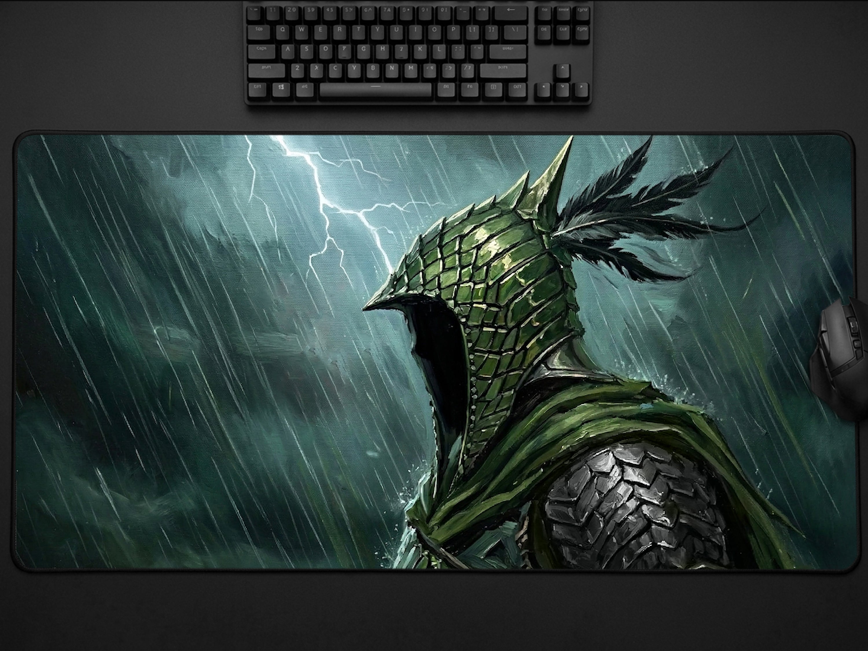 Ironeye Desk Mat, Nightreign Gaming Mousepad, XL Neoprene Dark Fantasy Elden Ring Archer