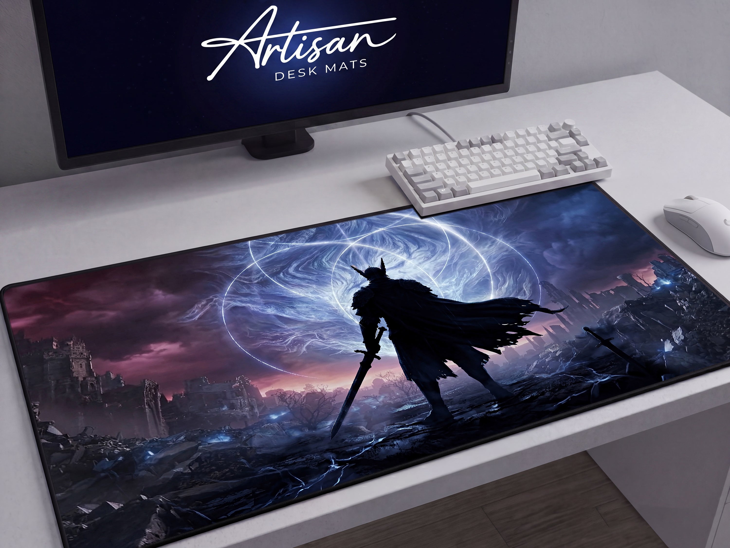 Wylder Nightreign Desk Mat v2, Elden Ring Wall Art Style Mousepad, XL Neoprene Gothic Gaming