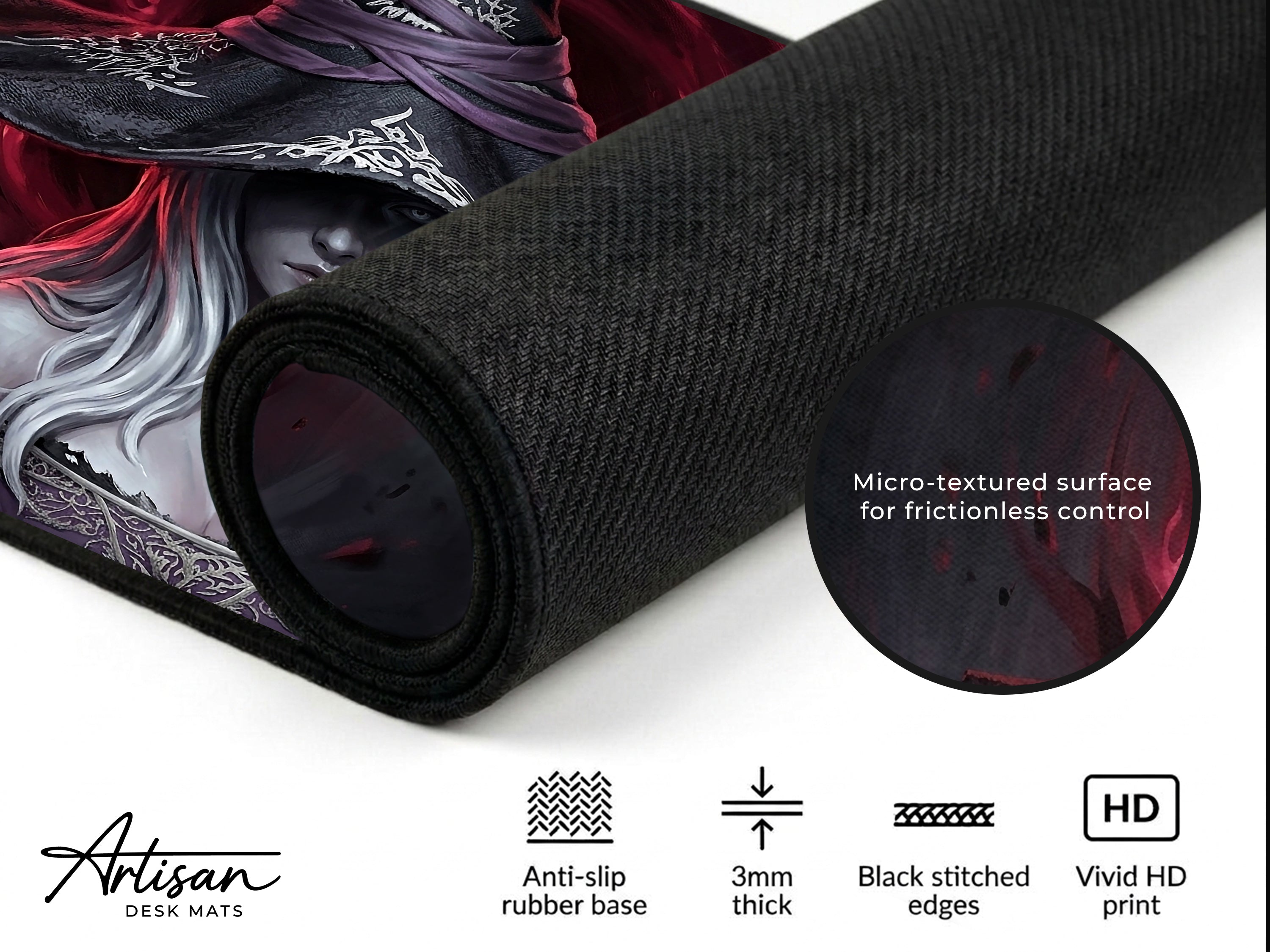 Recluse Desk Mat, Nightreign Gaming Mousepad, XL Neoprene Dark Fantasy Elden Ring Sorcerer