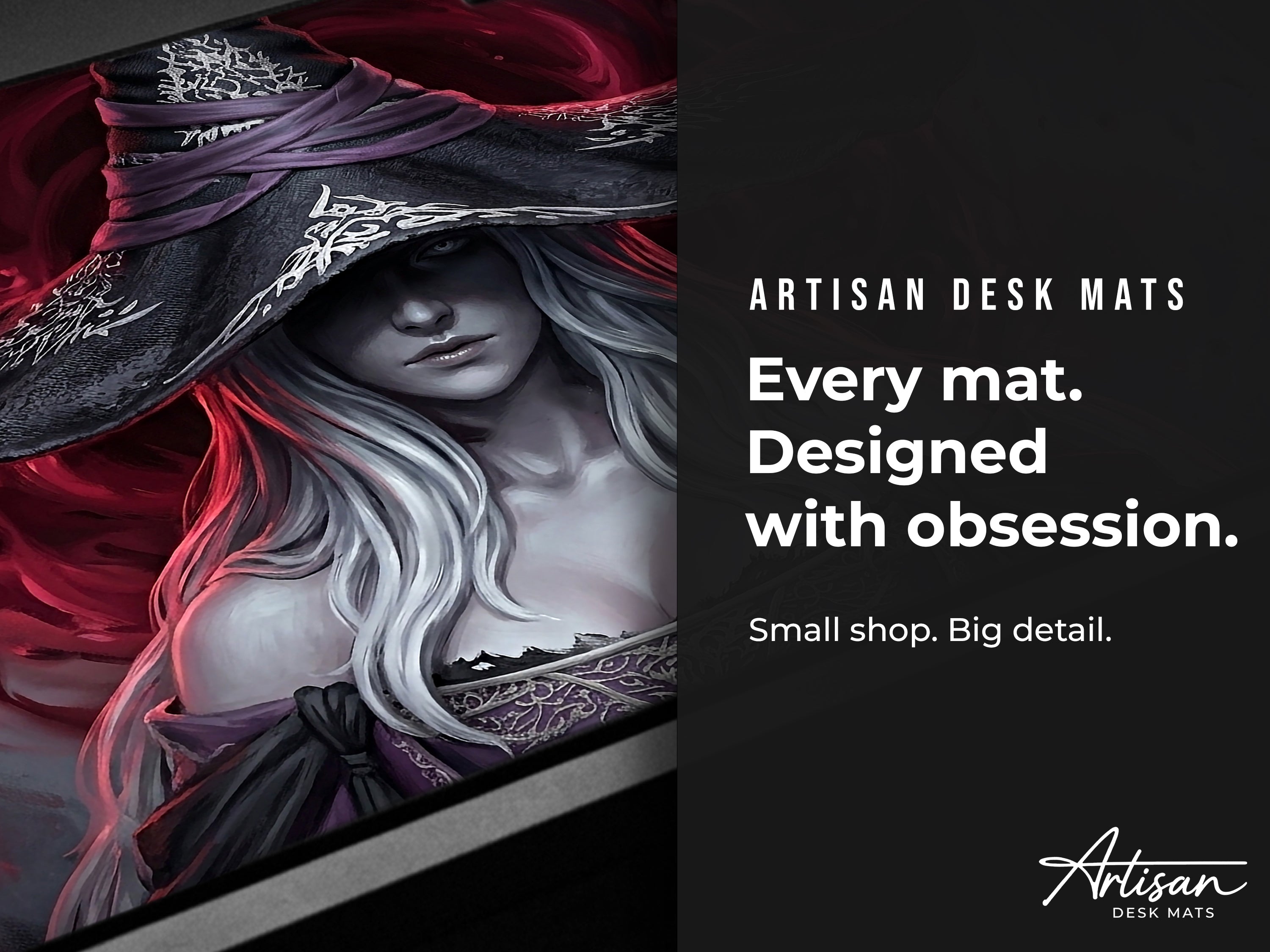 Recluse Desk Mat, Nightreign Gaming Mousepad, XL Neoprene Dark Fantasy Elden Ring Sorcerer
