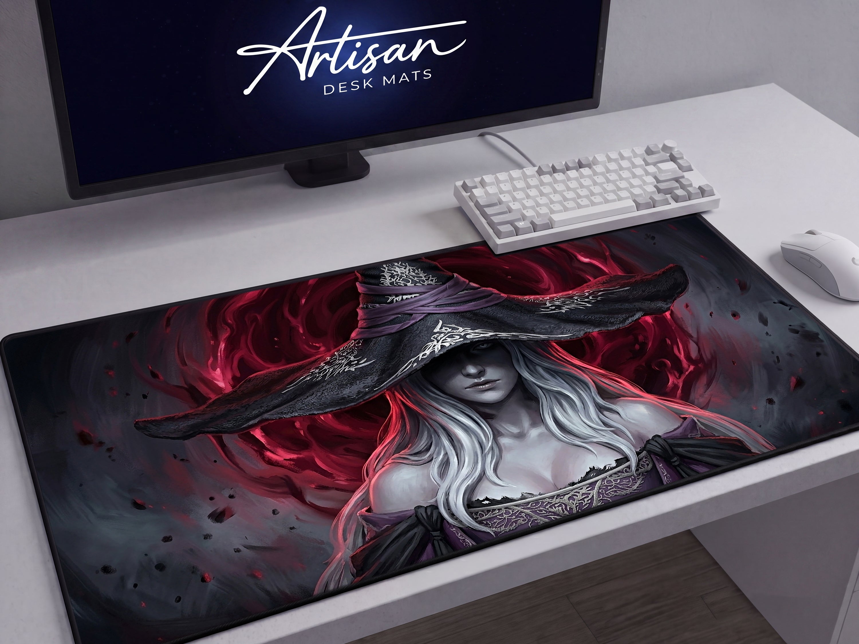 Recluse Desk Mat, Nightreign Gaming Mousepad, XL Neoprene Dark Fantasy Elden Ring Sorcerer