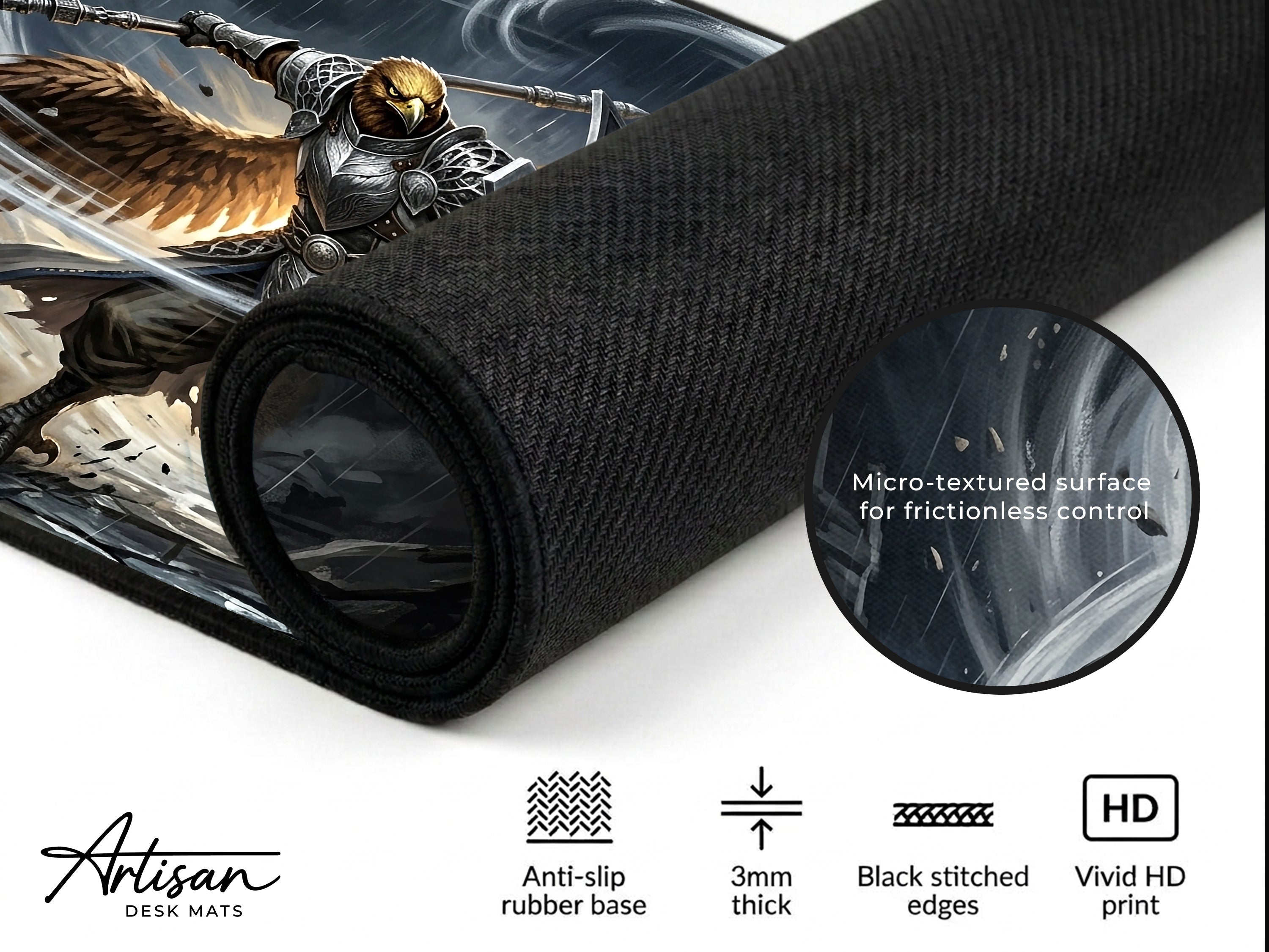 Guardian Desk Mat, Nightreign Gaming Mousepad, XL Neoprene Dark Fantasy Elden Ring