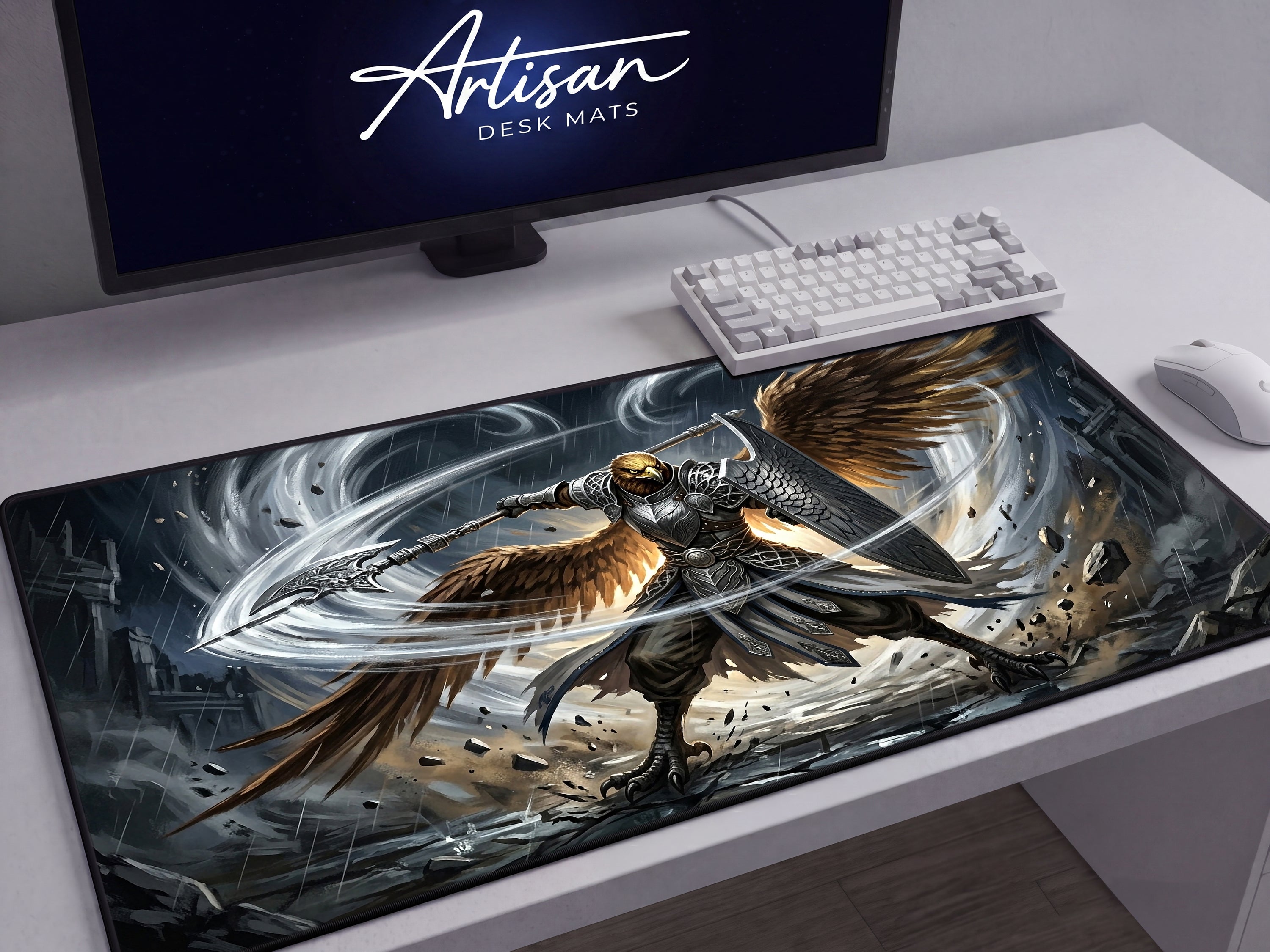 Guardian Desk Mat, Nightreign Gaming Mousepad, XL Neoprene Dark Fantasy Elden Ring