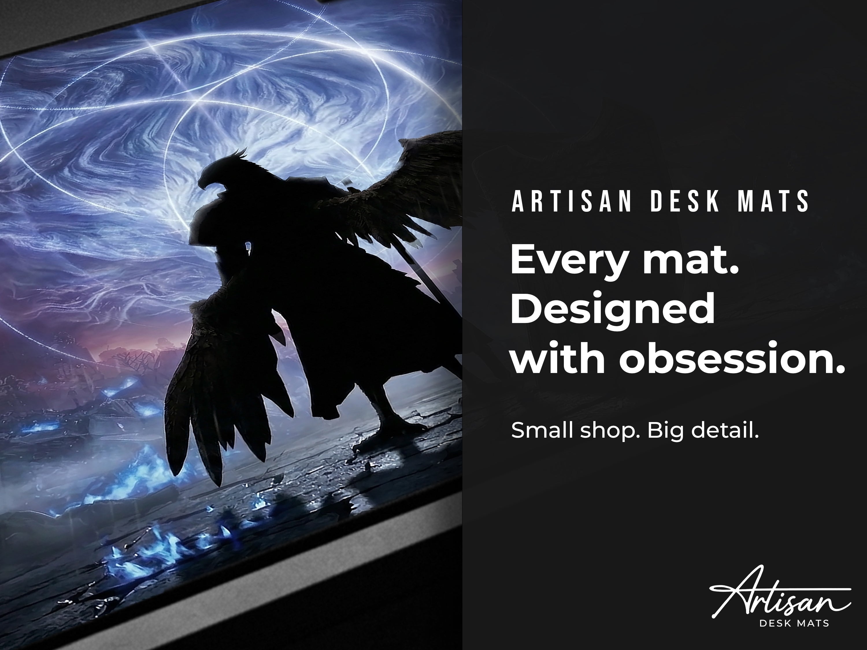 Guardian Nightreign Desk Mat, Elden Ring Wall Art Style Mousepad, XL Neoprene Gothic Gaming