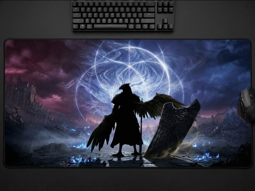Guardian Nightreign Desk Mat, Elden Ring Wall Art Style Mousepad, XL Neoprene Gothic Gaming