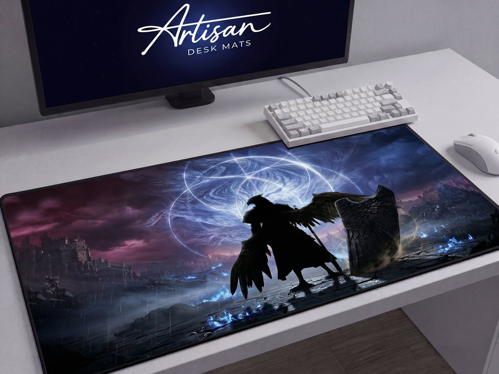 Guardian Nightreign Desk Mat, Elden Ring Wall Art Style Mousepad, XL Neoprene Gothic Gaming