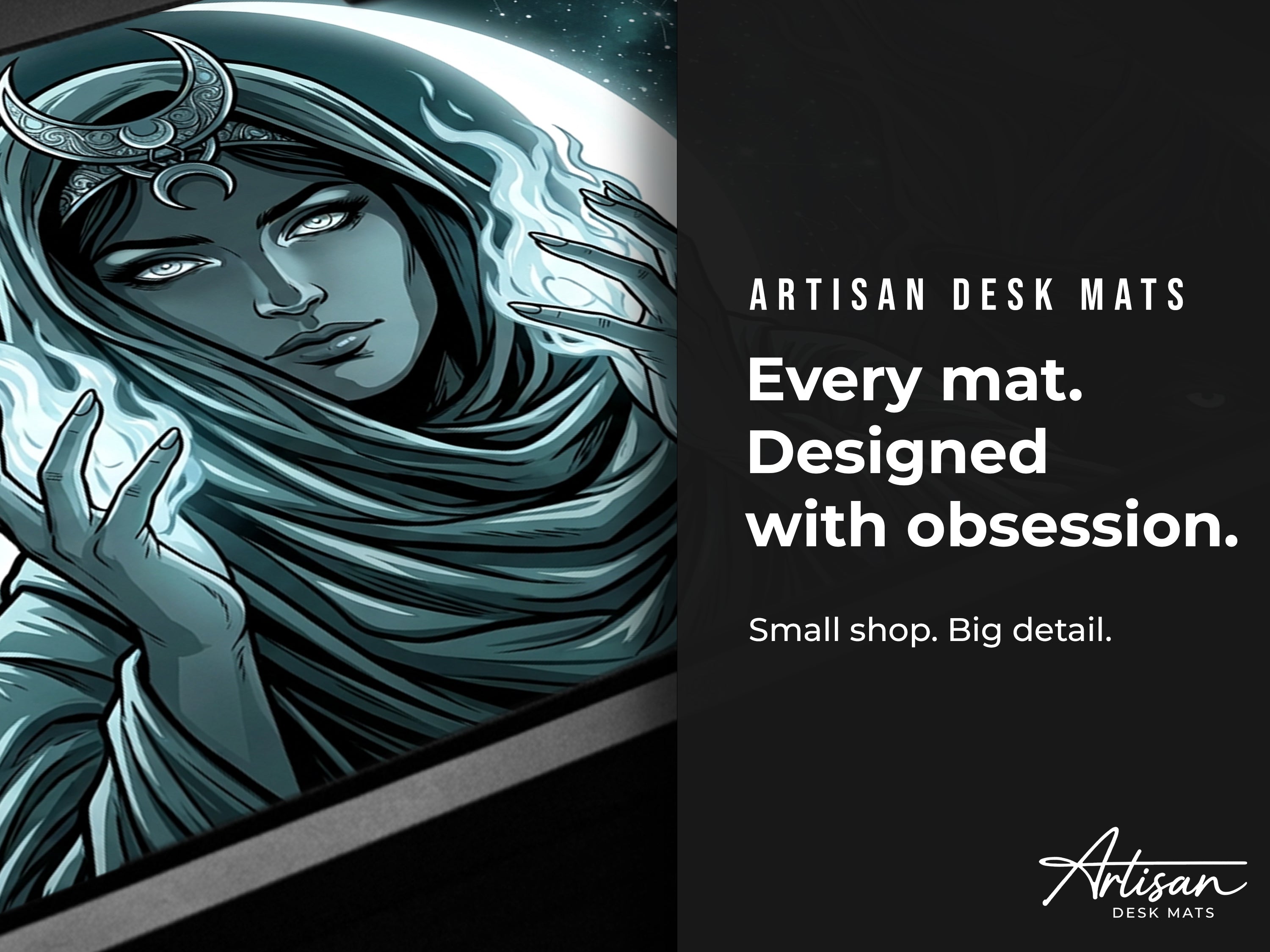 Hecate Moon Goddess Mousepad, Witchy Dark Fantasy Desk Mat, Gothic