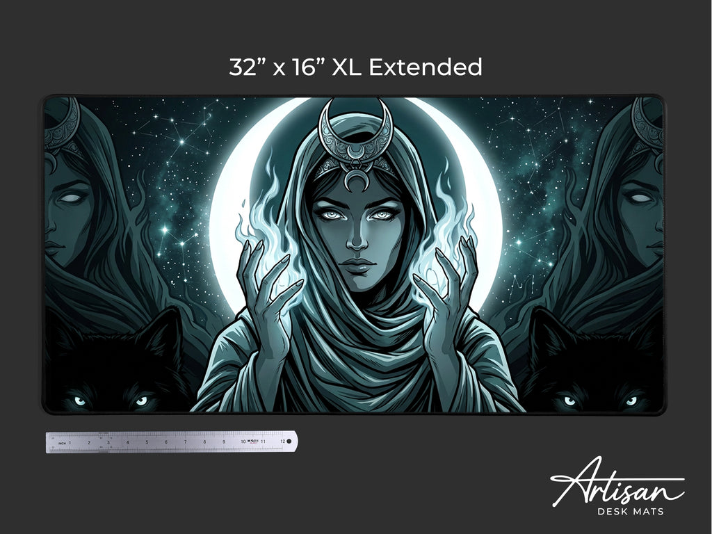 Hecate Moon Goddess Mousepad, Witchy Dark Fantasy Desk Mat, Gothic
