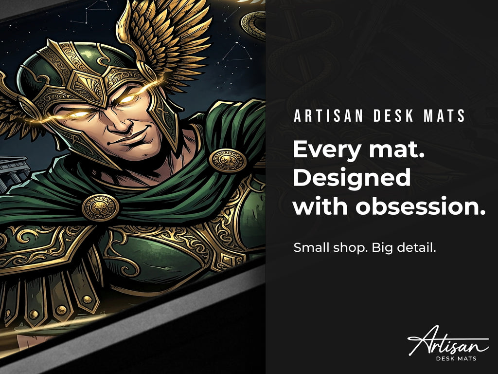 Hermes Desk Mat, Greek Mythology Mousepad, XL Neoprene Gaming Mat, Messenger of the Gods