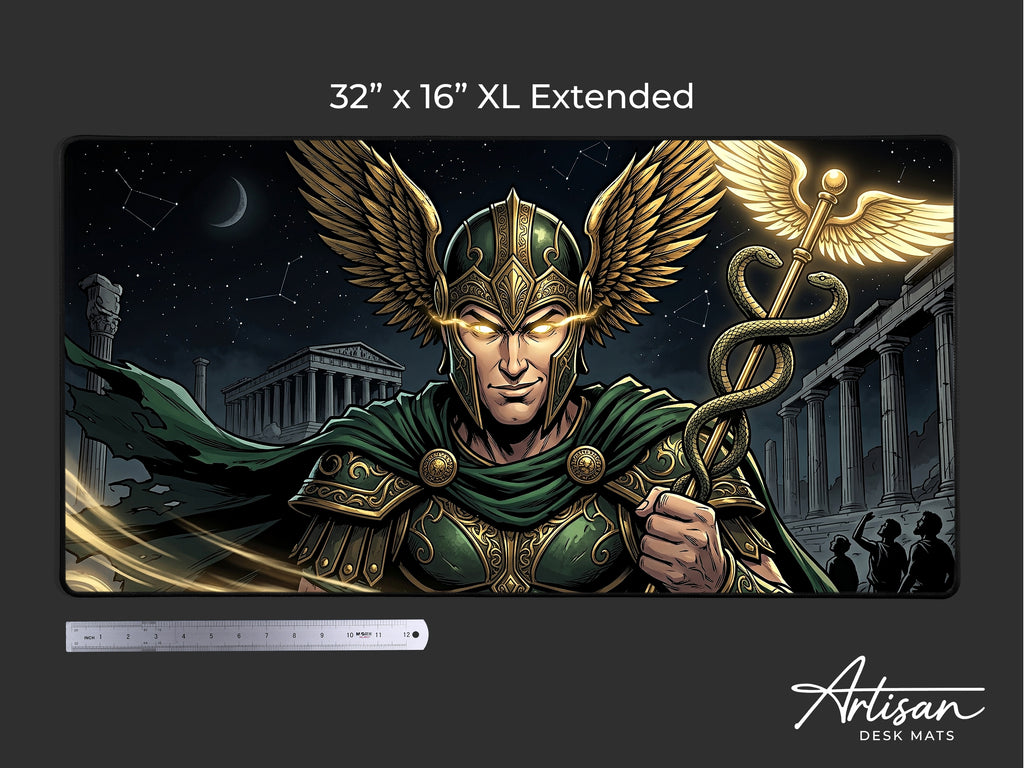 Hermes Desk Mat, Greek Mythology Mousepad, XL Neoprene Gaming Mat, Messenger of the Gods