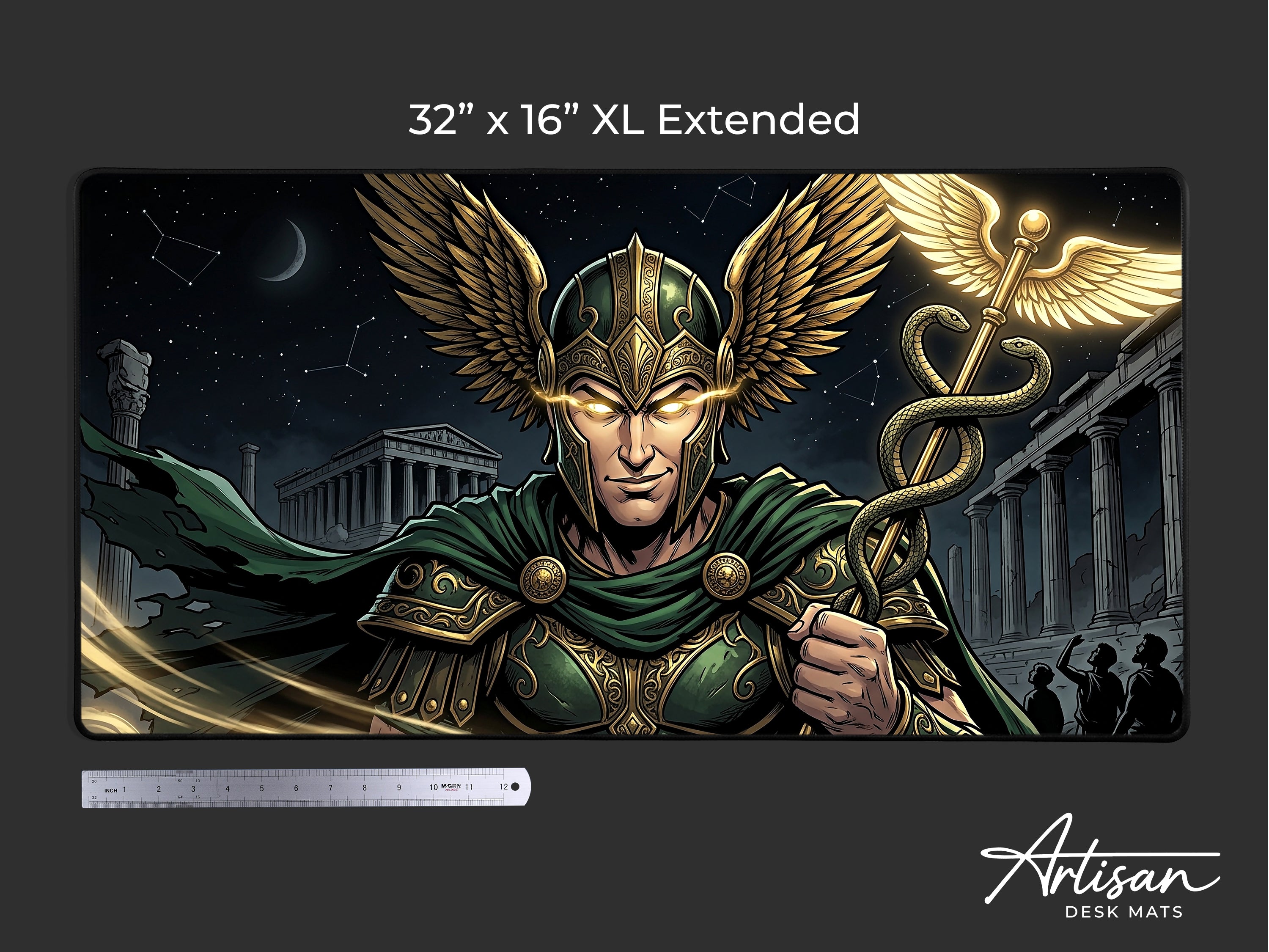 Hermes Desk Mat, Greek Mythology Mousepad, XL Neoprene Gaming Mat, Messenger of the Gods