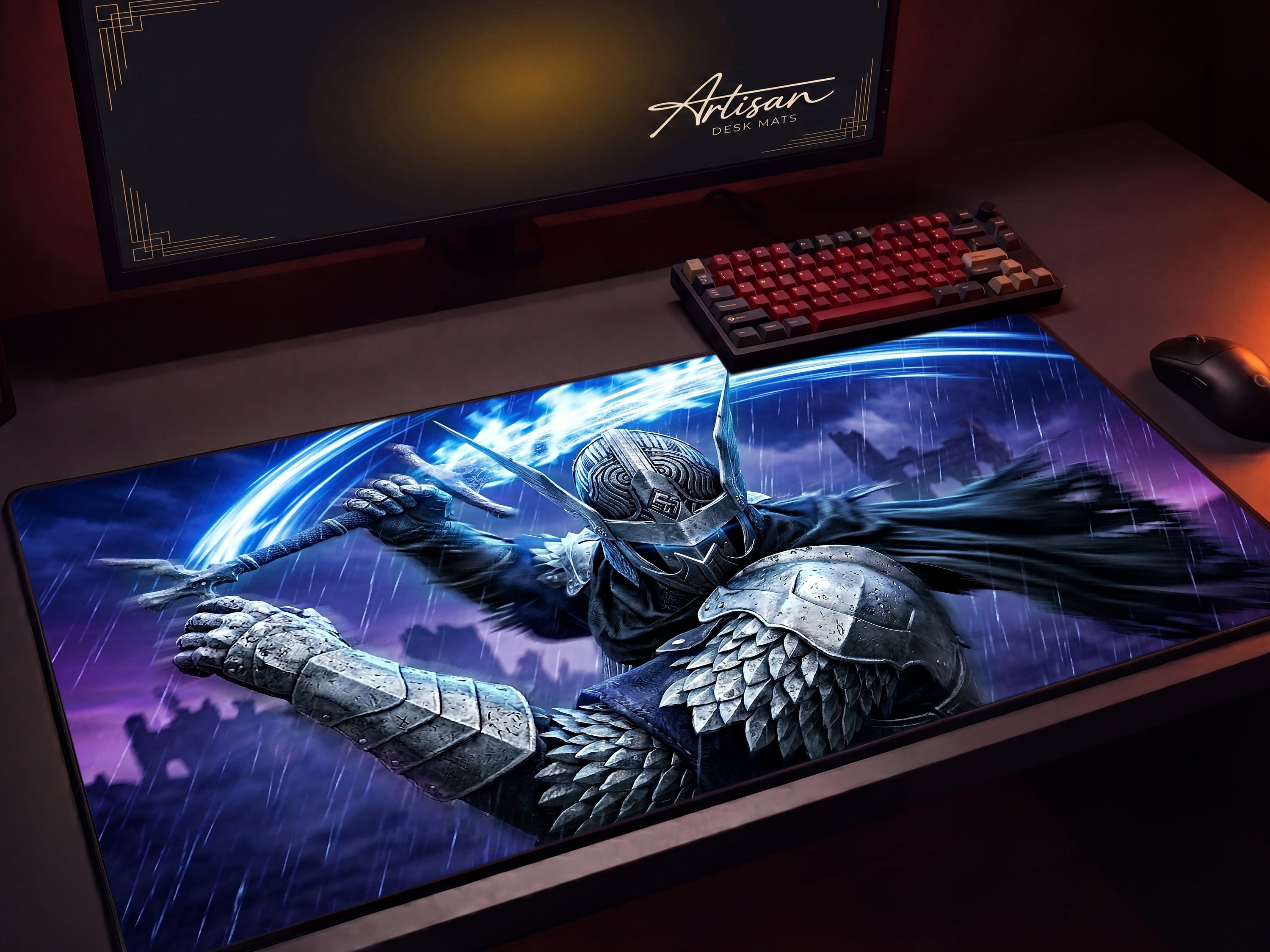 Wylder Nightreign Desk Mat, Elden Ring Gaming Mousepad, XL Neoprene Dark Fantasy