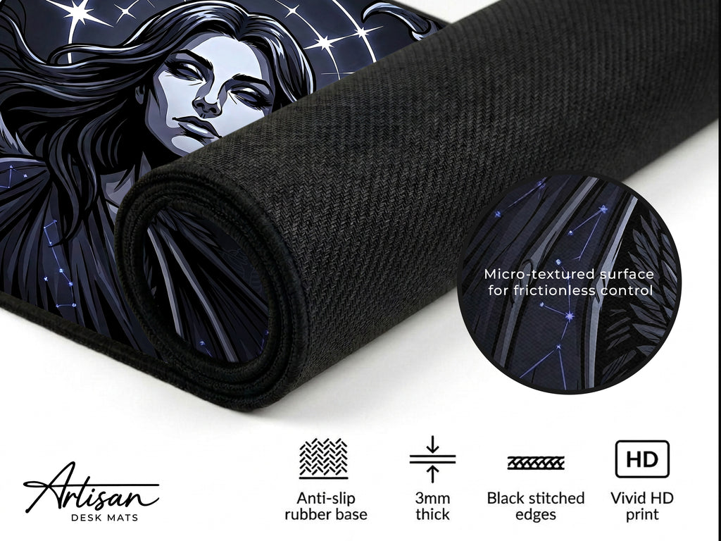 Nyx Goddess of Night Mousepad, Dark Celestial Mythology Desk Mat