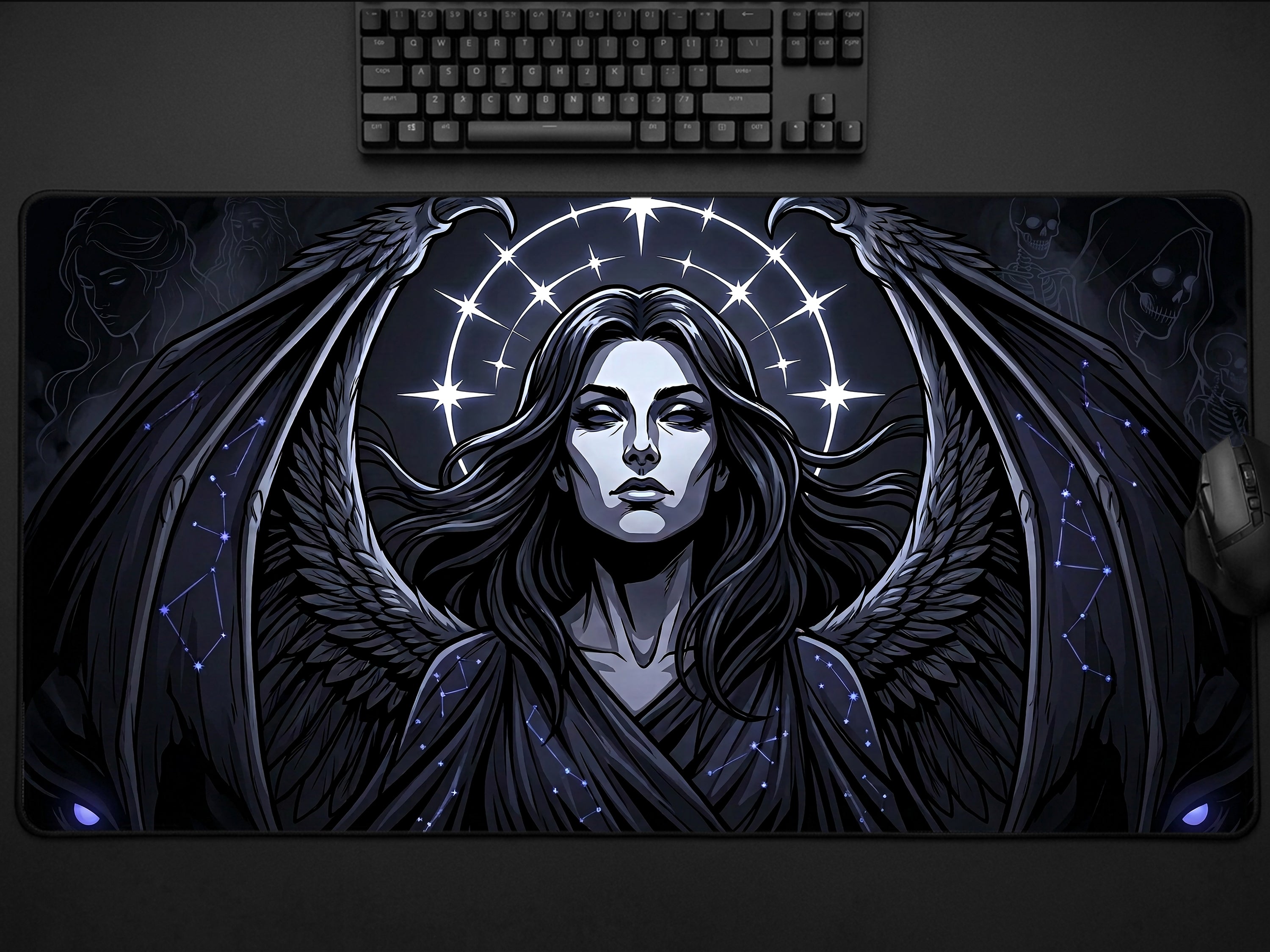 Nyx Goddess of Night Mousepad, Dark Celestial Mythology Desk Mat