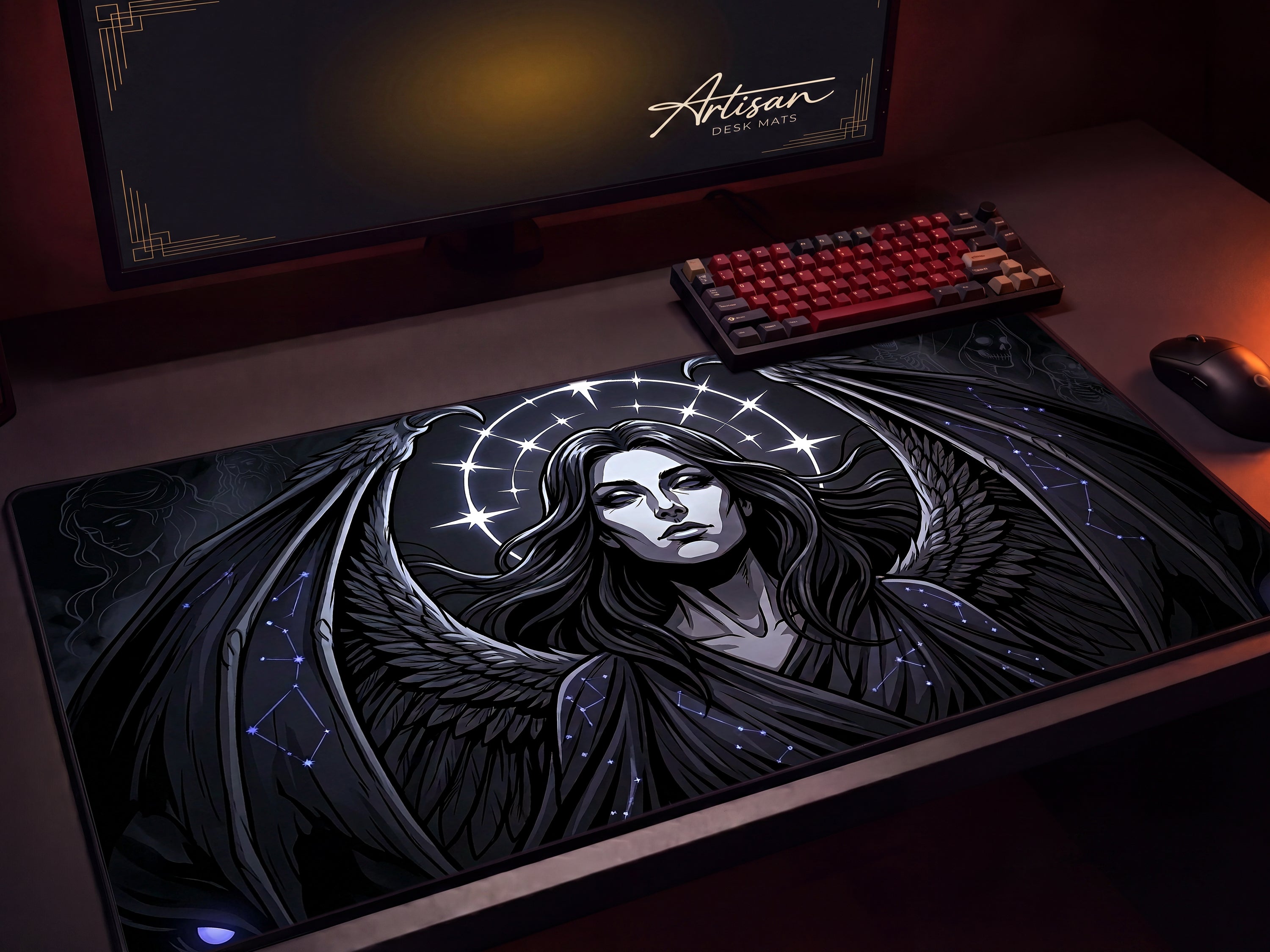 Nyx Goddess of Night Mousepad, Dark Celestial Mythology Desk Mat