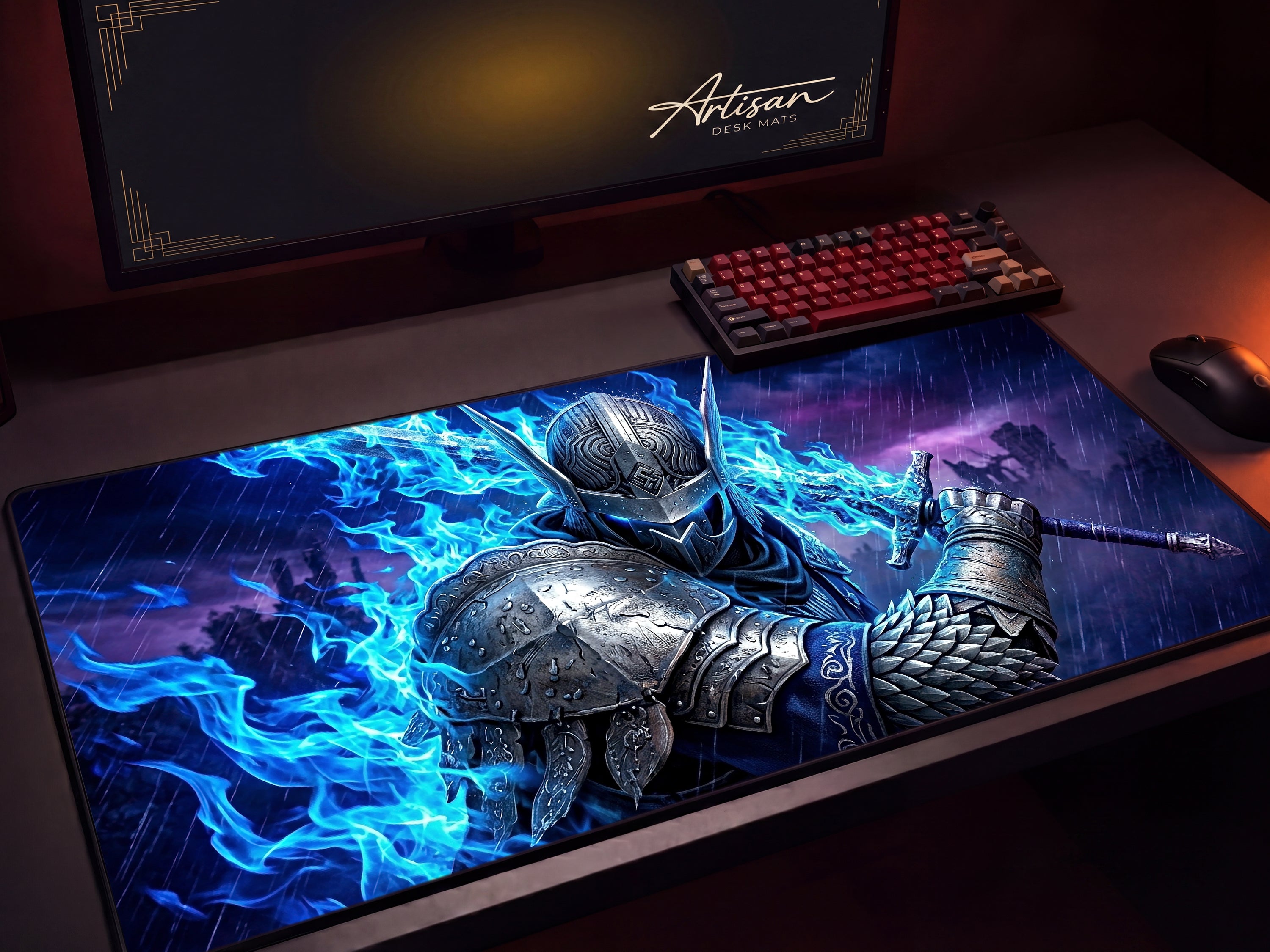 Wylder Nightreign Desk Mat, Elden Ring Gift for Gamer, XL Neoprene Dark Fantasy Mousepad