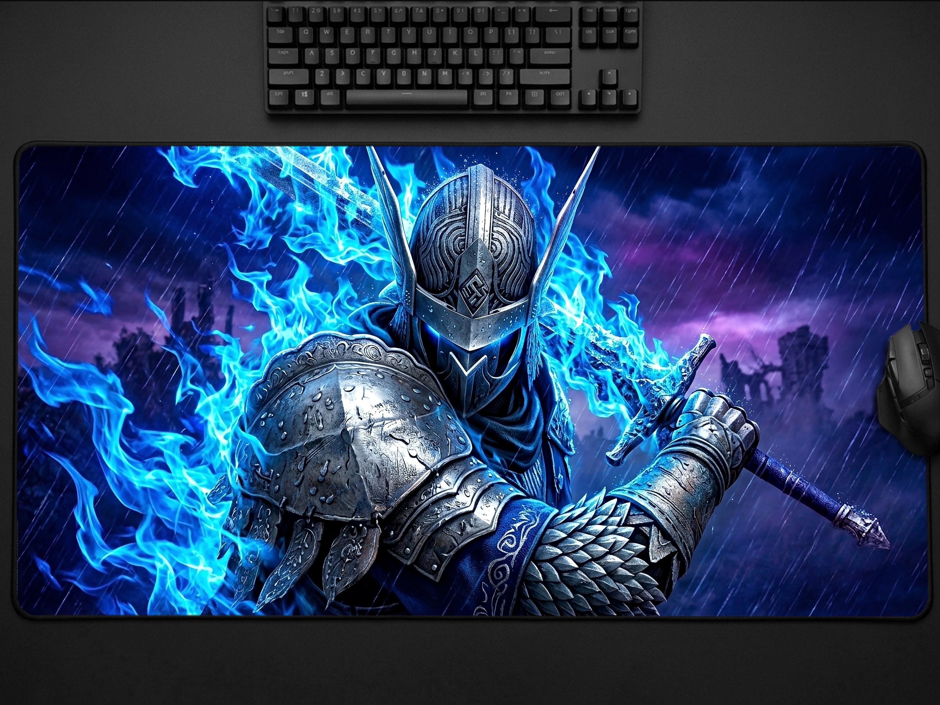 Wylder Nightreign Desk Mat, Elden Ring Gift for Gamer, XL Neoprene Dark Fantasy Mousepad