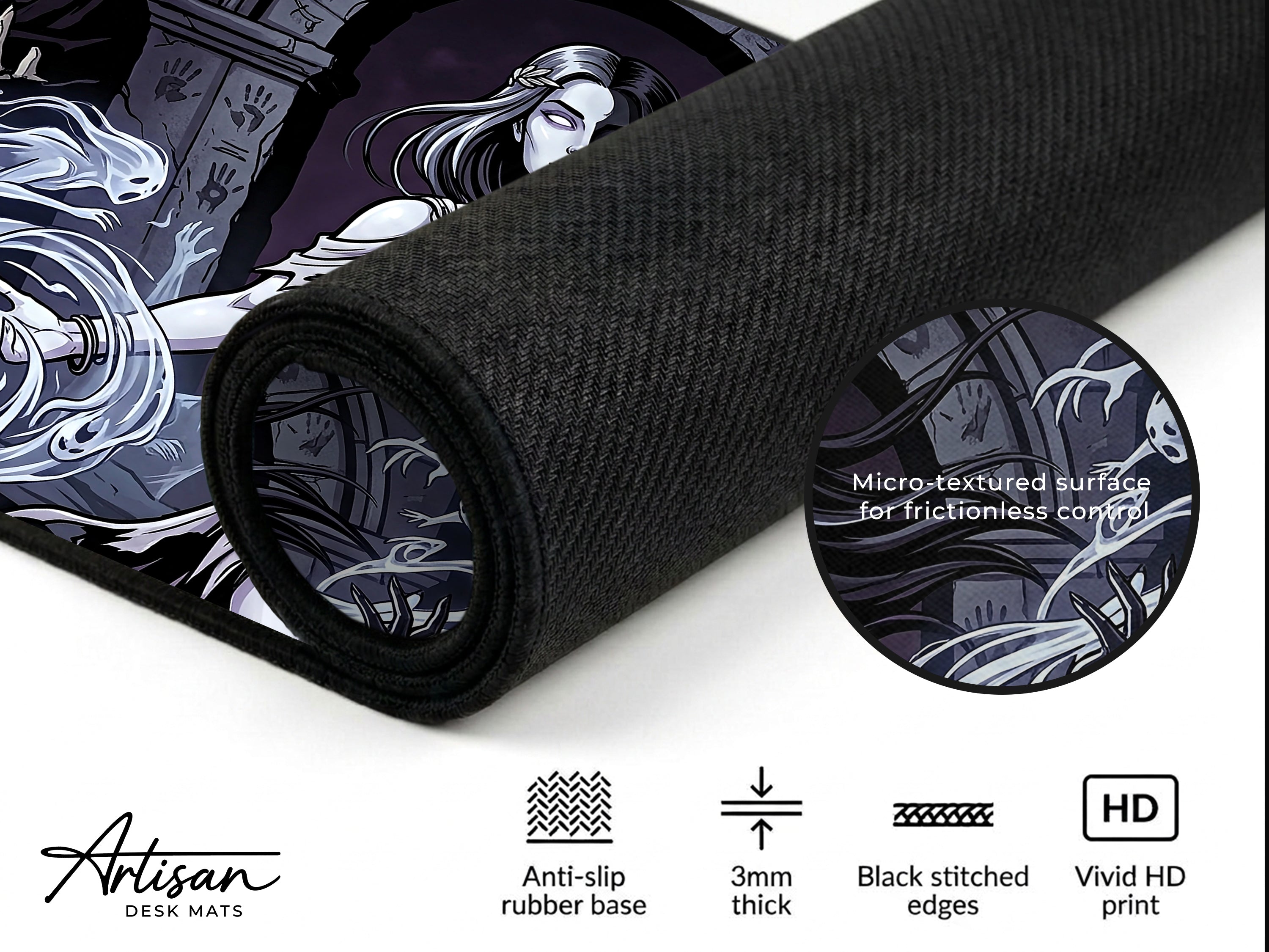 Melinoe Desk Mat, Goddess of Ghosts Mythology Mousepad, XL Neoprene Dark Fantasy