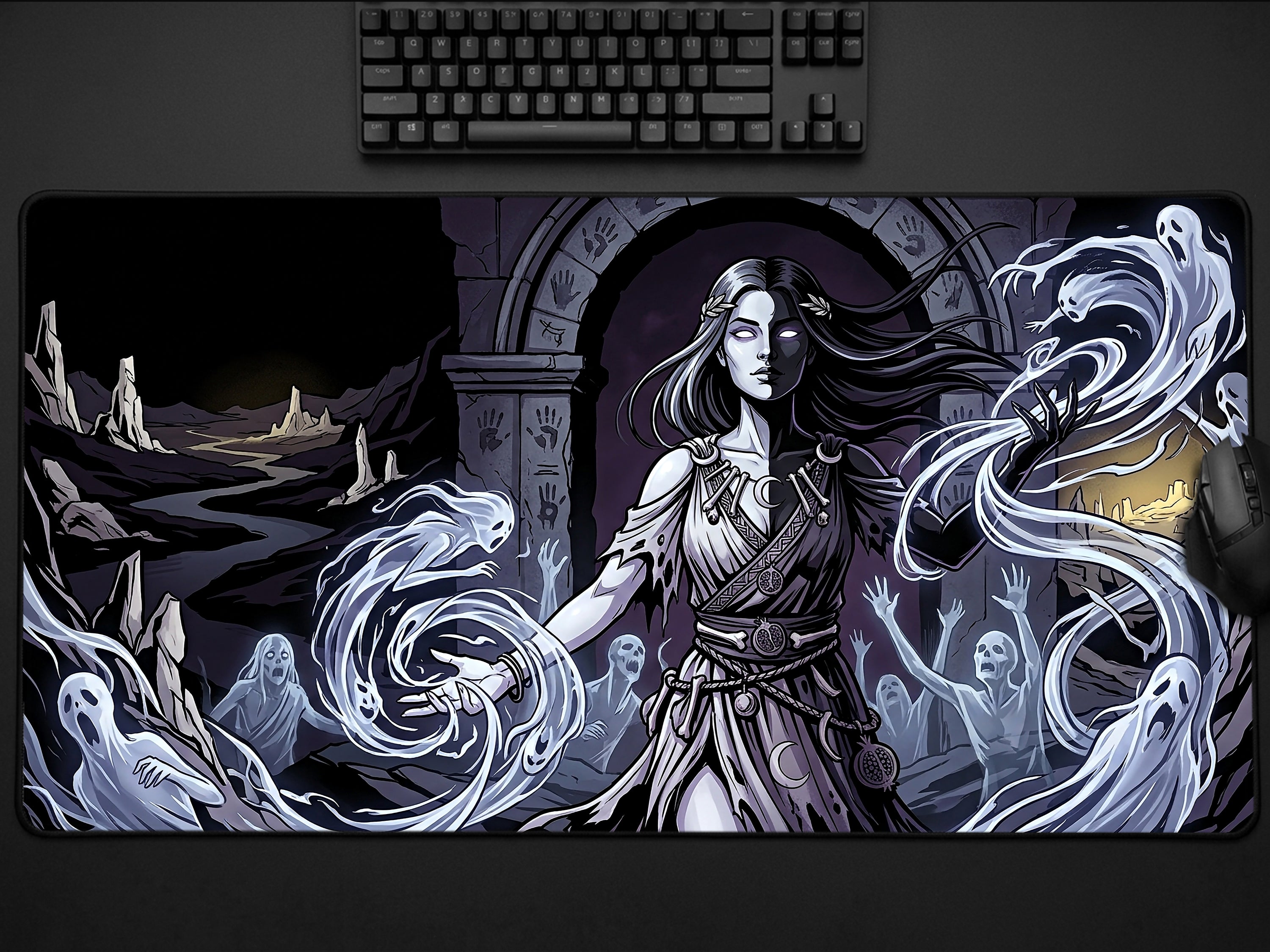 Melinoe Desk Mat, Goddess of Ghosts Mythology Mousepad, XL Neoprene Dark Fantasy