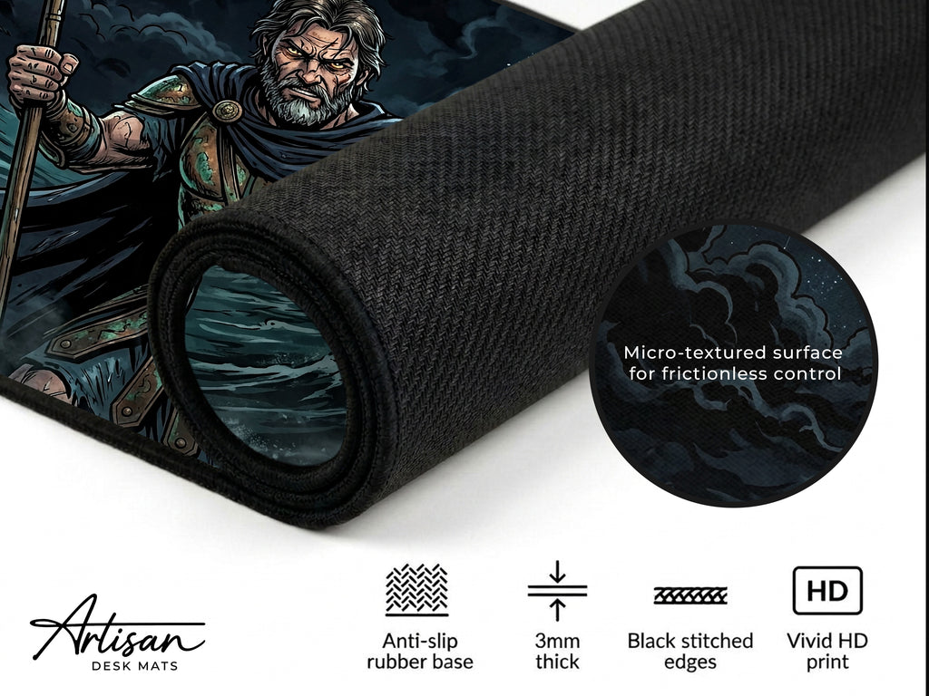 Odysseus Desk Mat, Greek Hero Mythology Mousepad, XL Neoprene Gaming