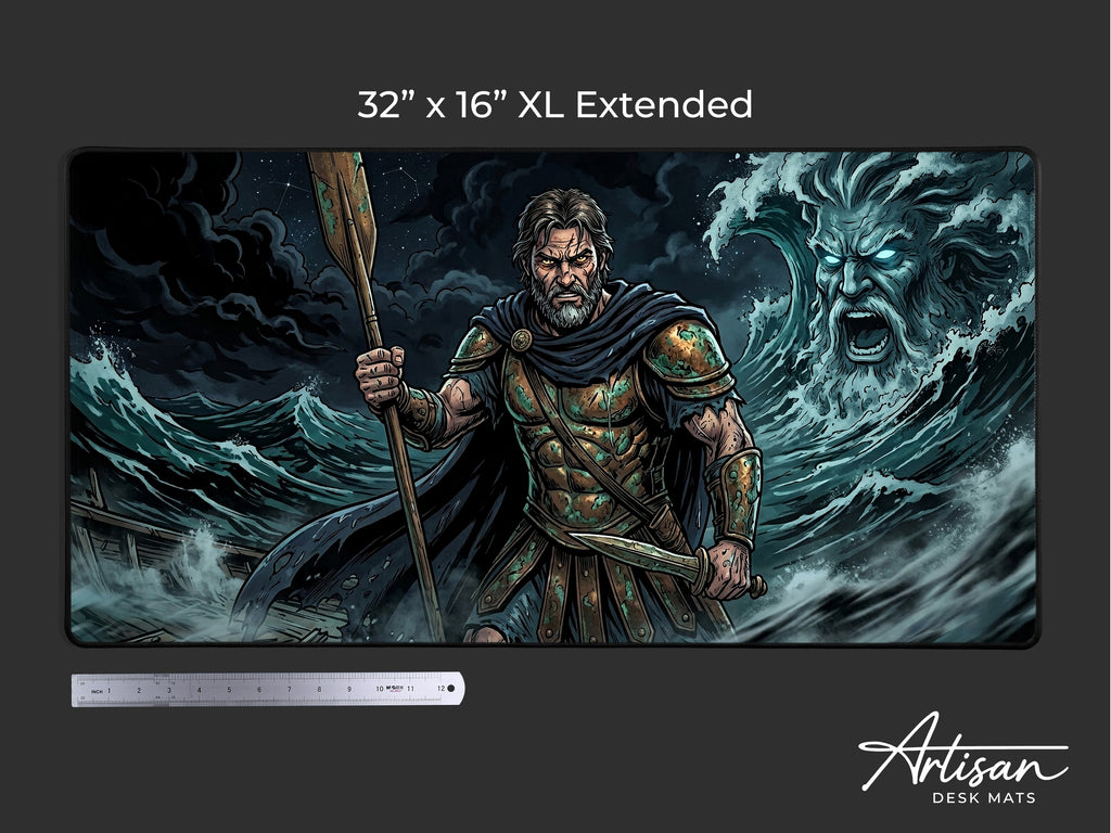 Odysseus Desk Mat, Greek Hero Mythology Mousepad, XL Neoprene Gaming