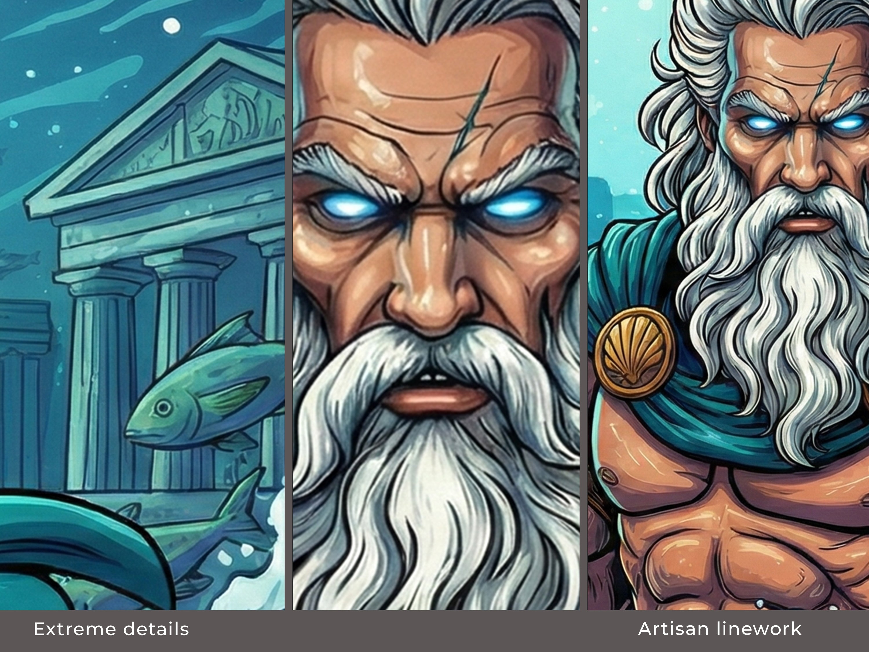 Poseidon Fantasy Greek Mythology Gaming Custom Desk Decor Mouse Pad