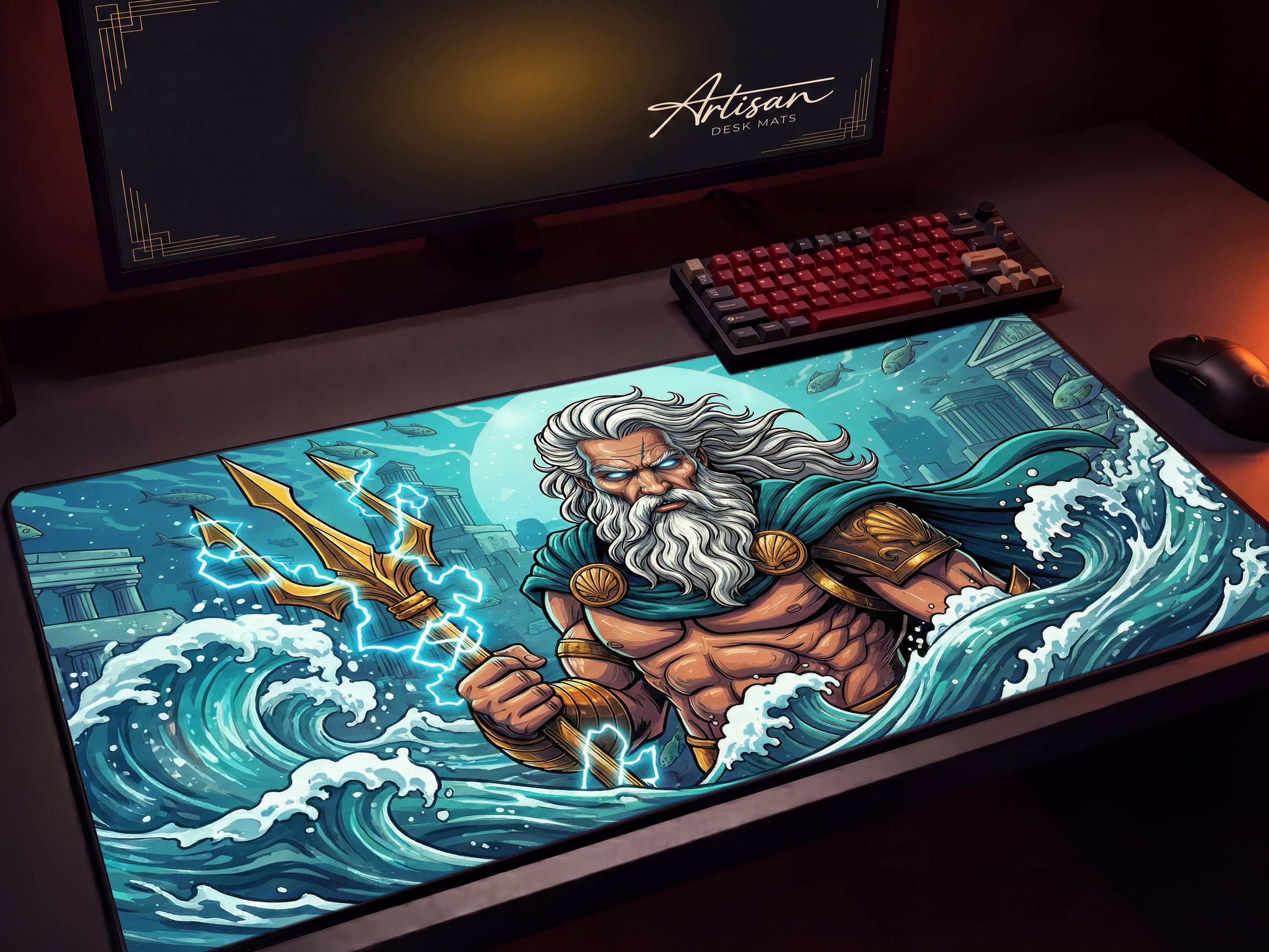 Poseidon Fantasy Greek Mythology Gaming Custom Desk Decor Mouse Pad