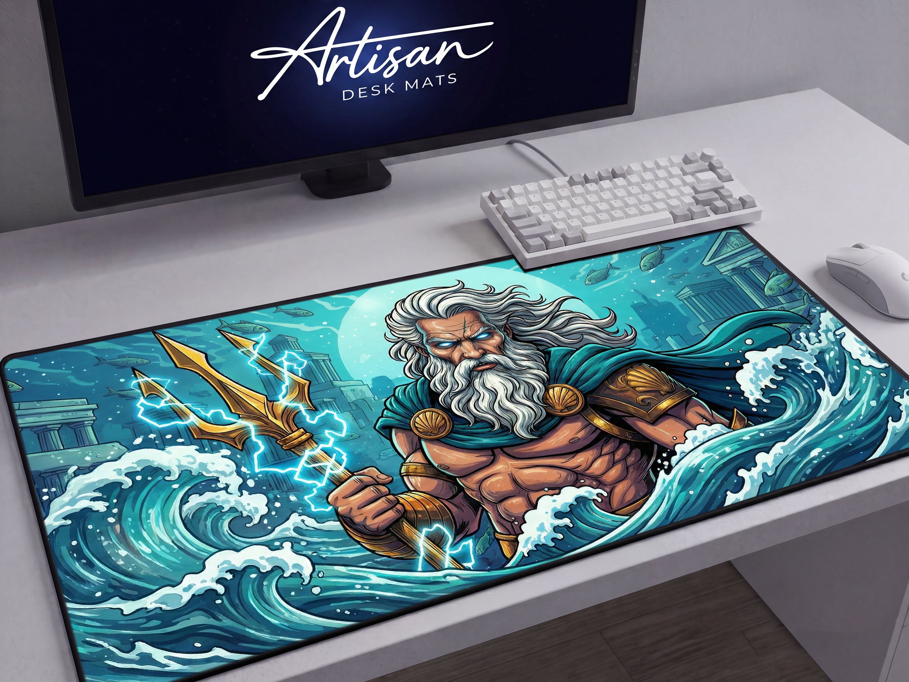 Poseidon Fantasy Greek Mythology Gaming Custom Desk Decor Mouse Pad