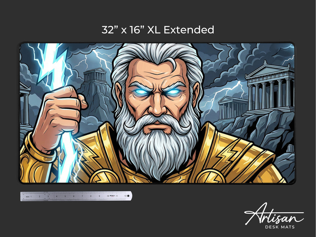 Large Desk Mat, Zeus Fantasy Greek Mythology Gaming Custom Desk Decor Mouse Pad