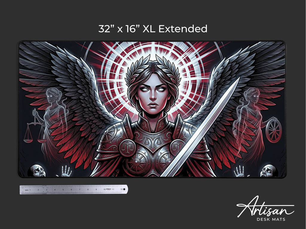 Nemesis Desk Mat, Greek Mythology Gaming Mousepad, XL Neoprene Dark Fantasy Goddess of Retribution
