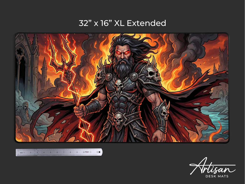 Hades Desk Mat for Dark Fantasy Gaming Setup ,Greek God of the Underworld Mousepad, Mythology Desk Accessory and Dark Gift for Gamers