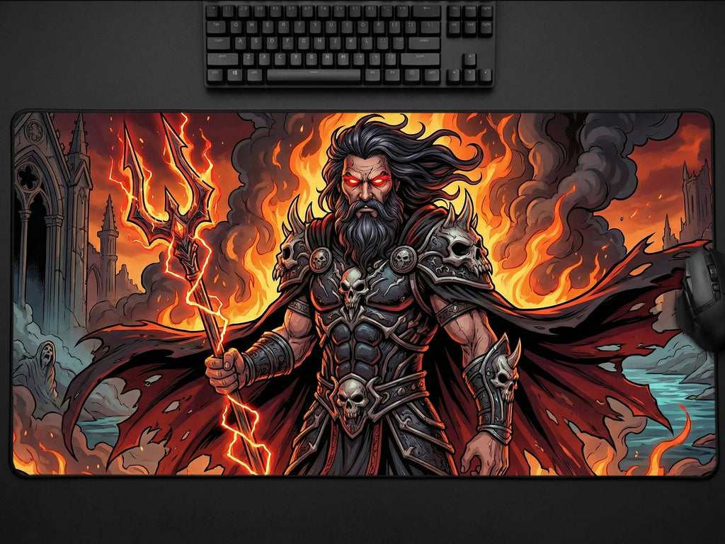 Hades Desk Mat for Dark Fantasy Gaming Setup ,Greek God of the Underworld Mousepad, Mythology Desk Accessory and Dark Gift for Gamers