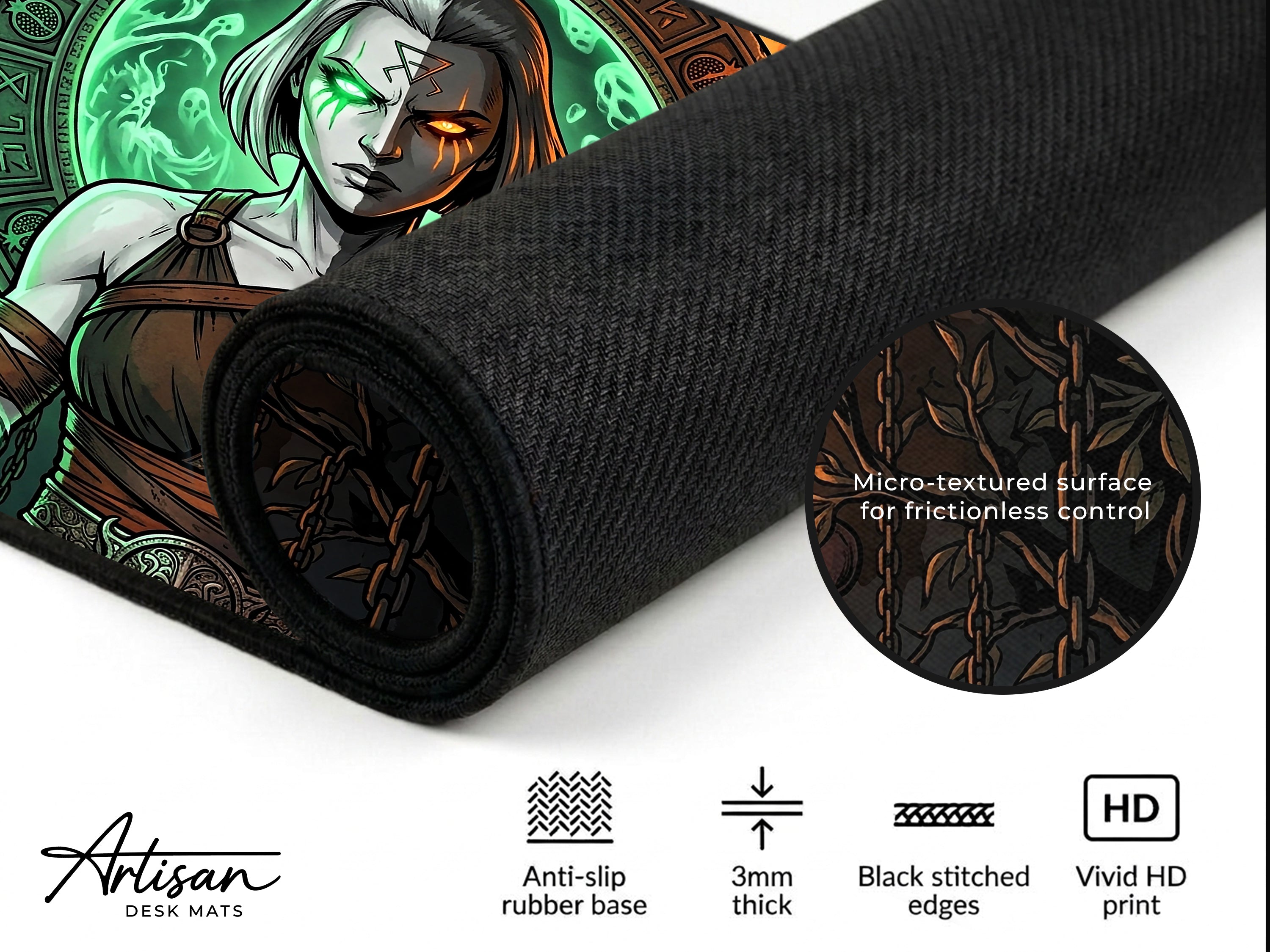 Melinoe, Hades 2 Inspired Desk Mat, Goddess of Ghosts Mythology Mousepad, XL Neoprene Dark Fantasy