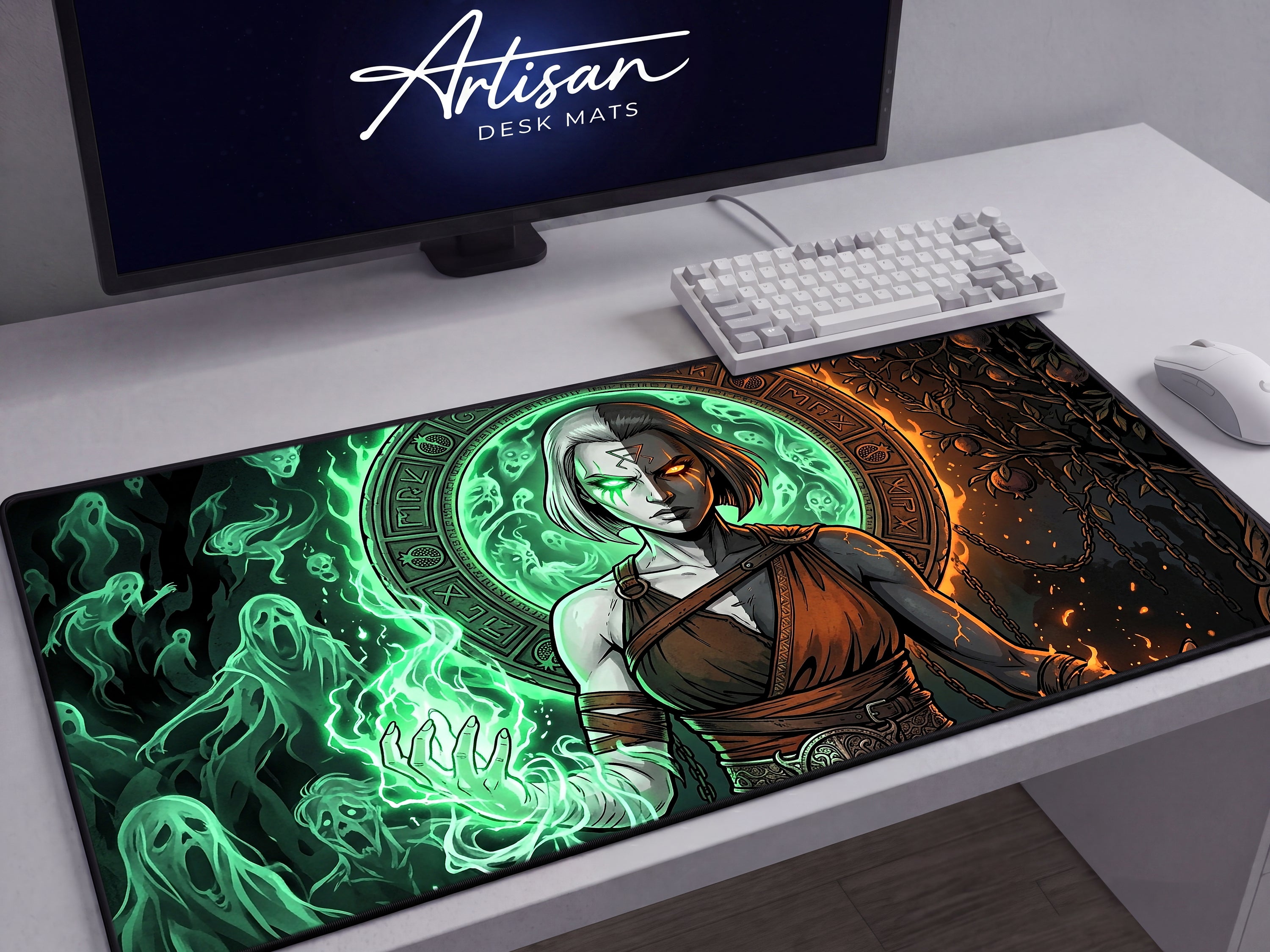 Melinoe, Hades 2 Inspired Desk Mat, Goddess of Ghosts Mythology Mousepad, XL Neoprene Dark Fantasy