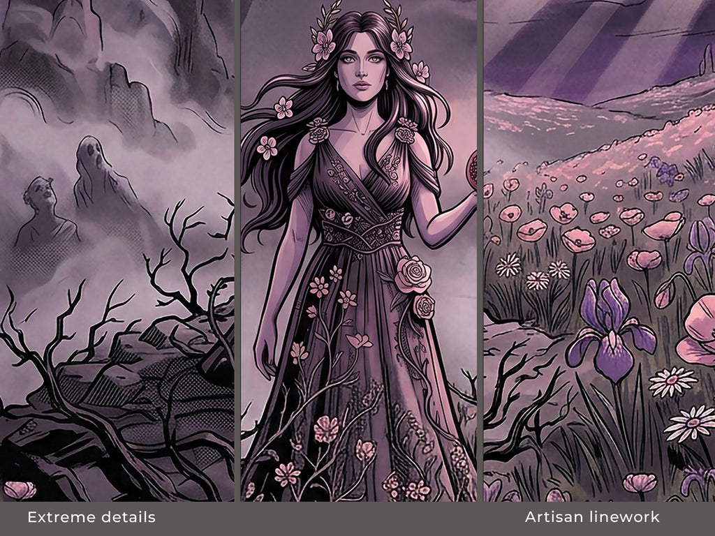 Persephone Desk Mat for Dark Romance Aesthetic, Greek Goddess of Spring Mousepad, Mythology Desk Accessory and Floral Gothic Gift for Her