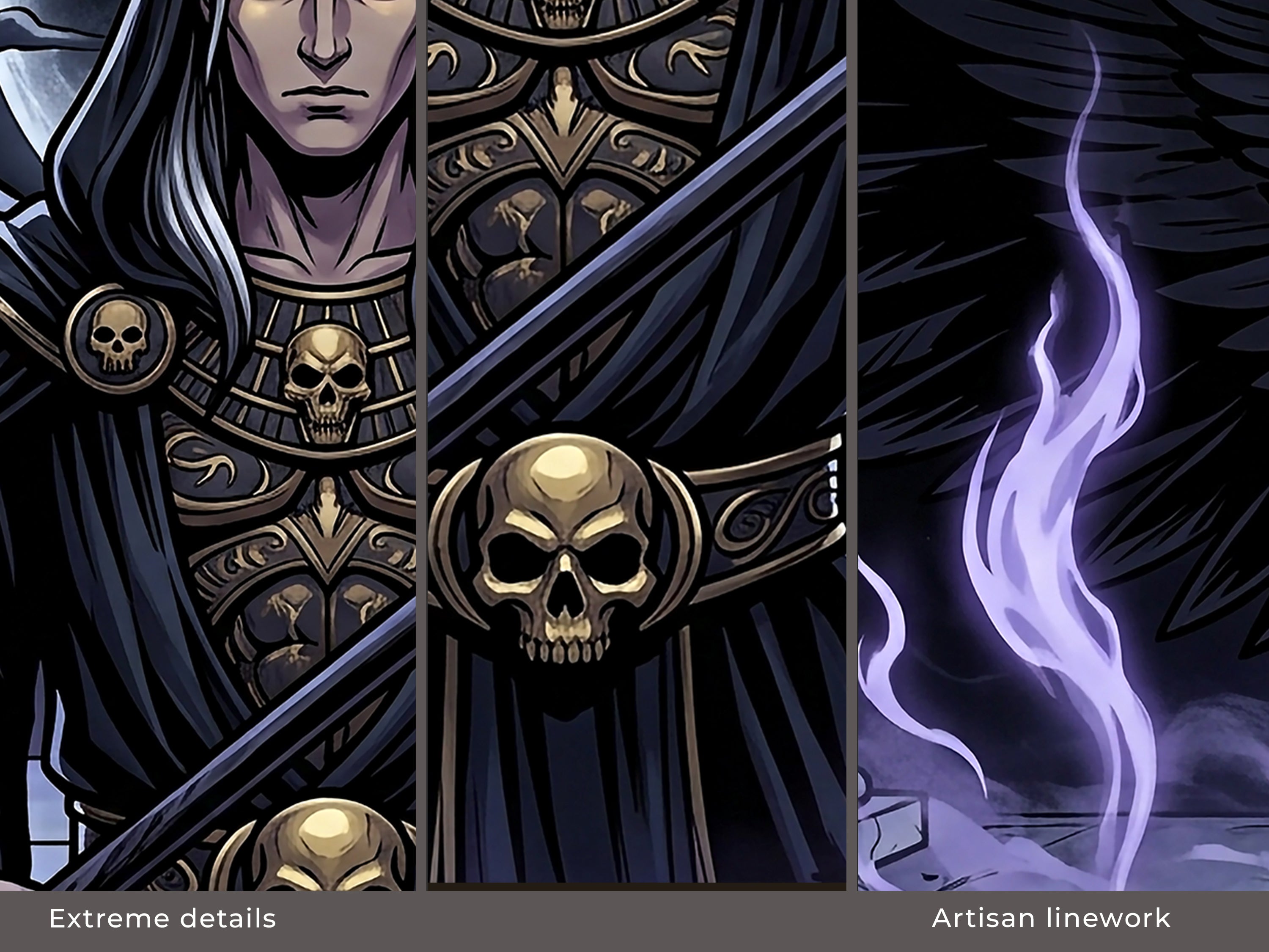 Thanatos Desk Mat, Gothic Greek Mythology Mousepad, Death God XL Neoprene Gaming