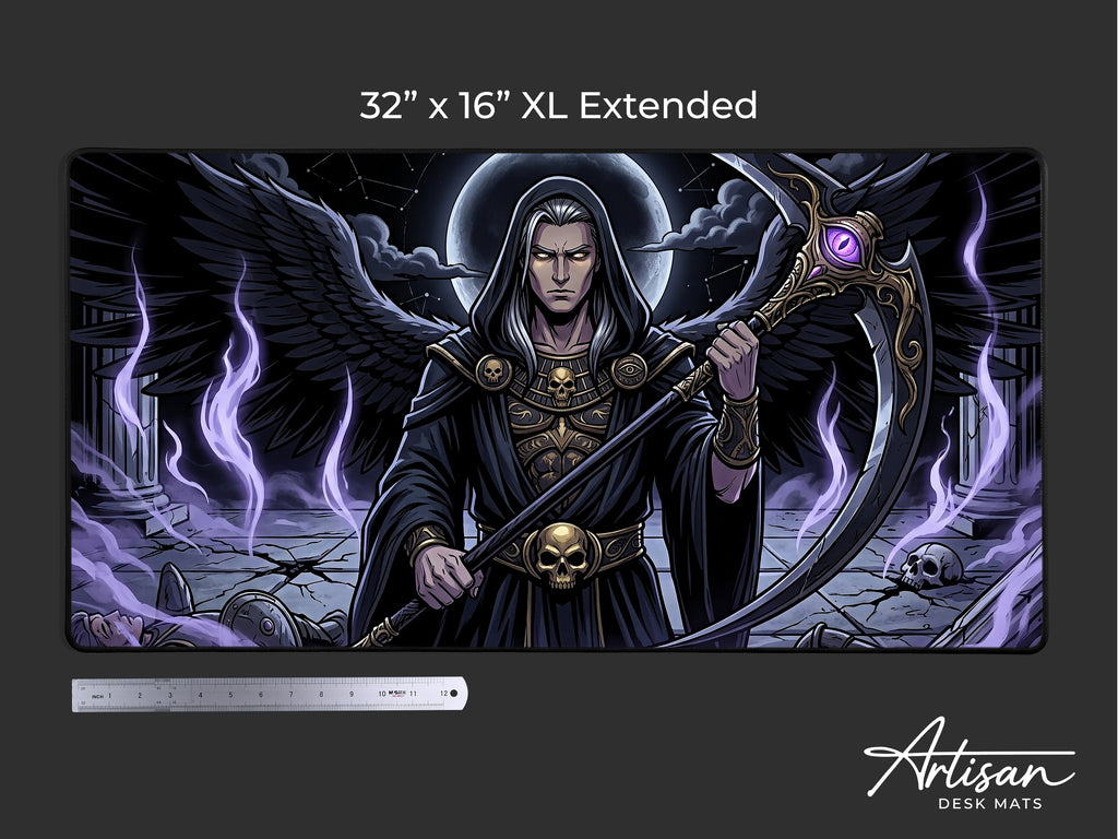 Thanatos Desk Mat, Gothic Greek Mythology Mousepad, Death God XL Neoprene Gaming