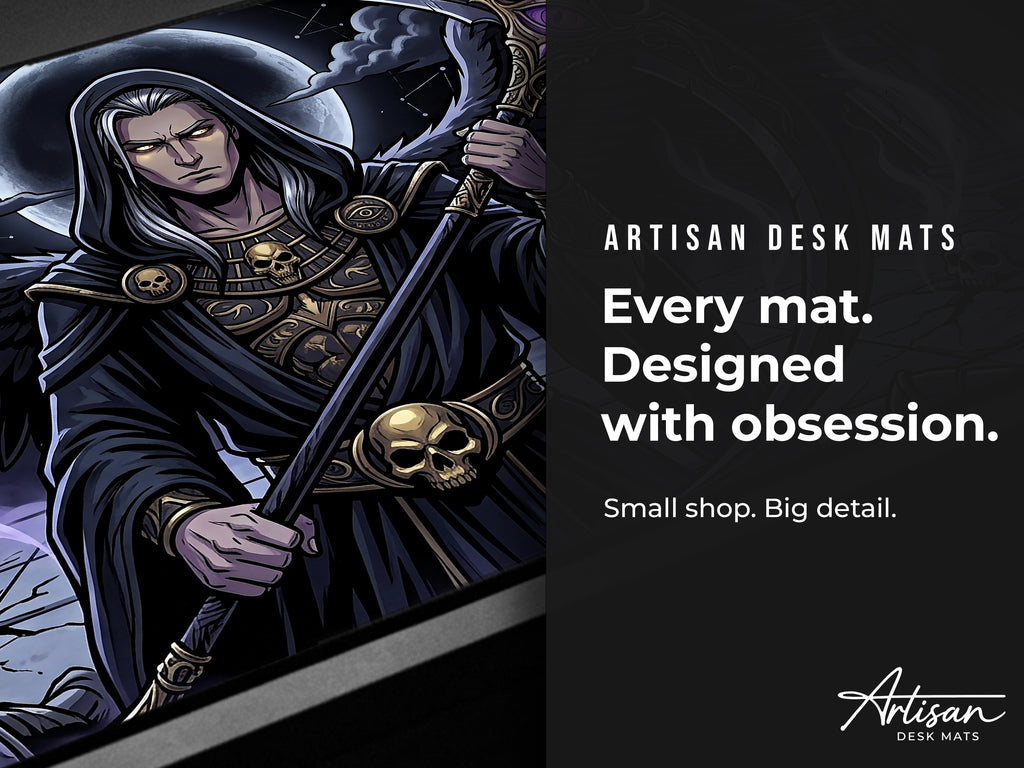 Thanatos Desk Mat, Gothic Greek Mythology Mousepad, Death God XL Neoprene Gaming