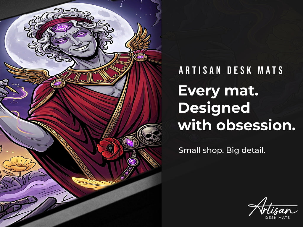 Hypnos Desk Mat, Greek God of Sleep Mythology Mousepad, XL Neoprene Dark Fantasy Dream God