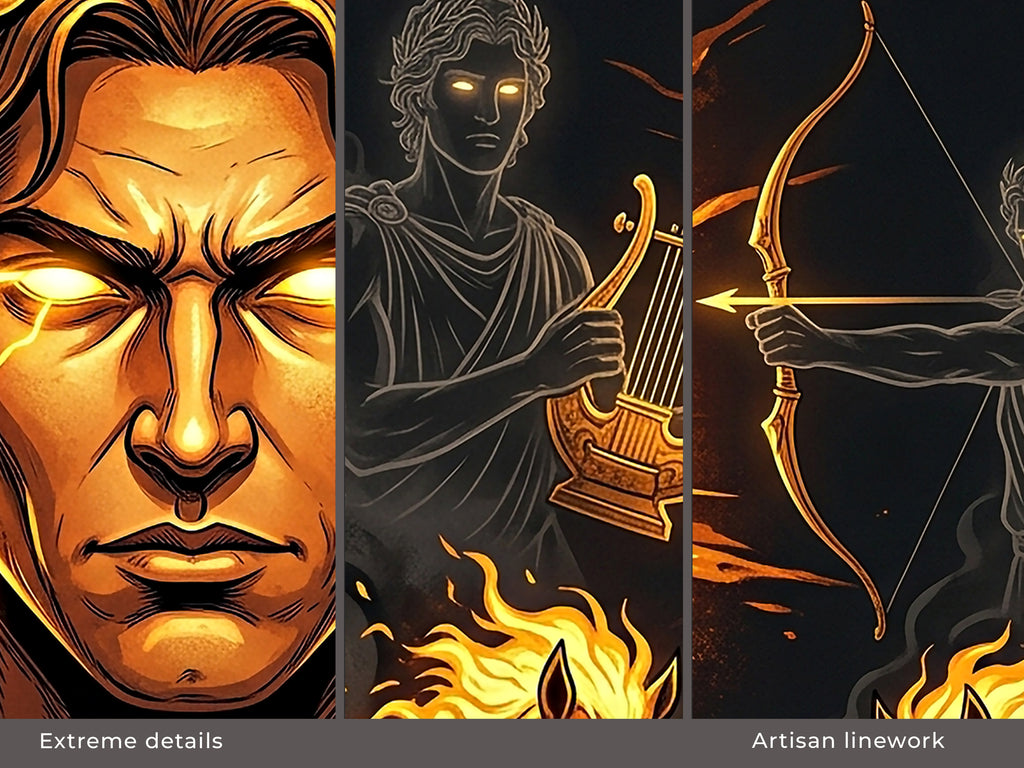 Apollo Desk Mat, Greek God Mythology Mousepad, XL Neoprene Dark Fantasy Sun God