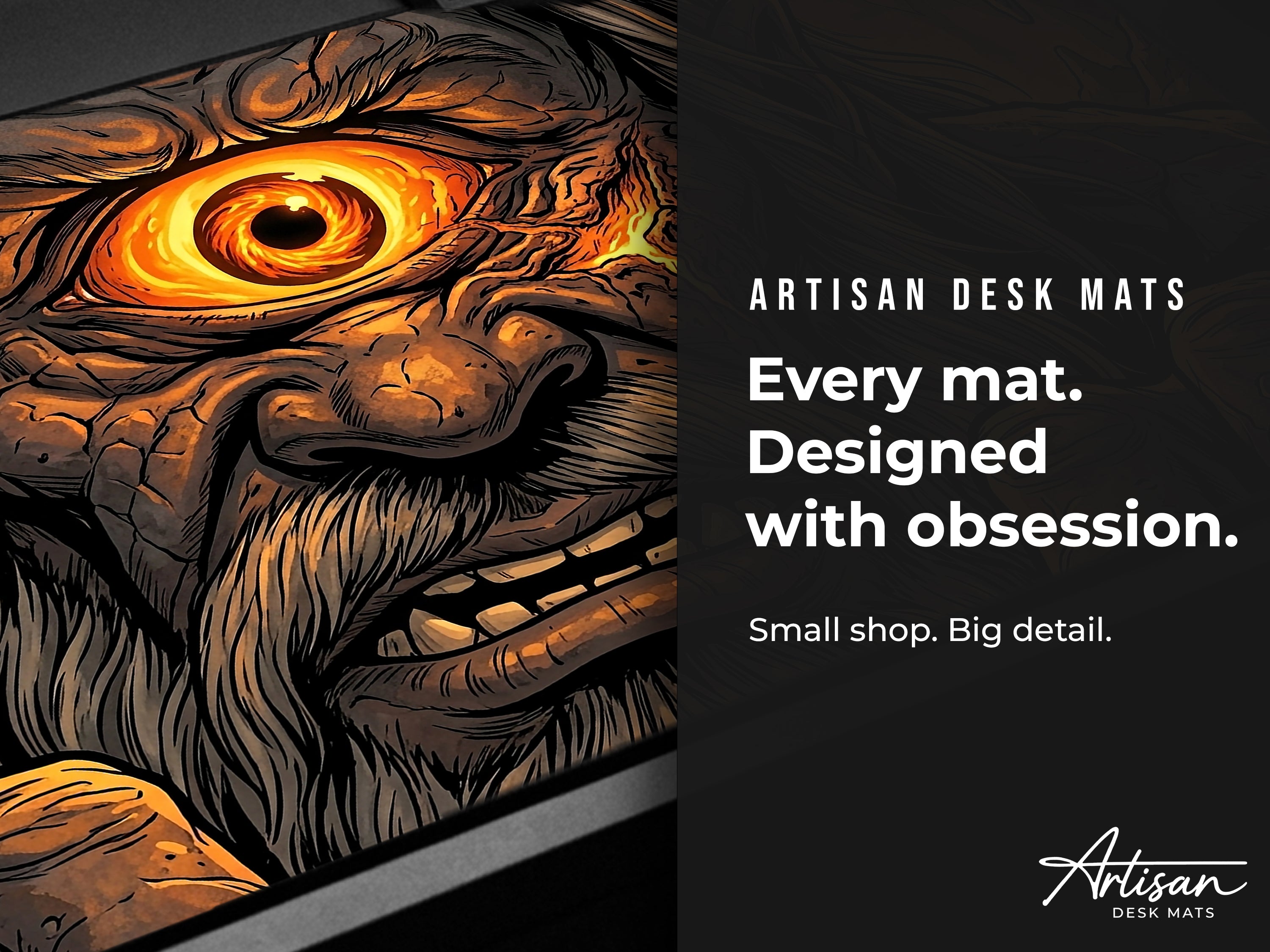 Polyphemus Desk Mat, Greek Mythology Gaming Mousepad, XL Neoprene Dark Fantasy Cyclops